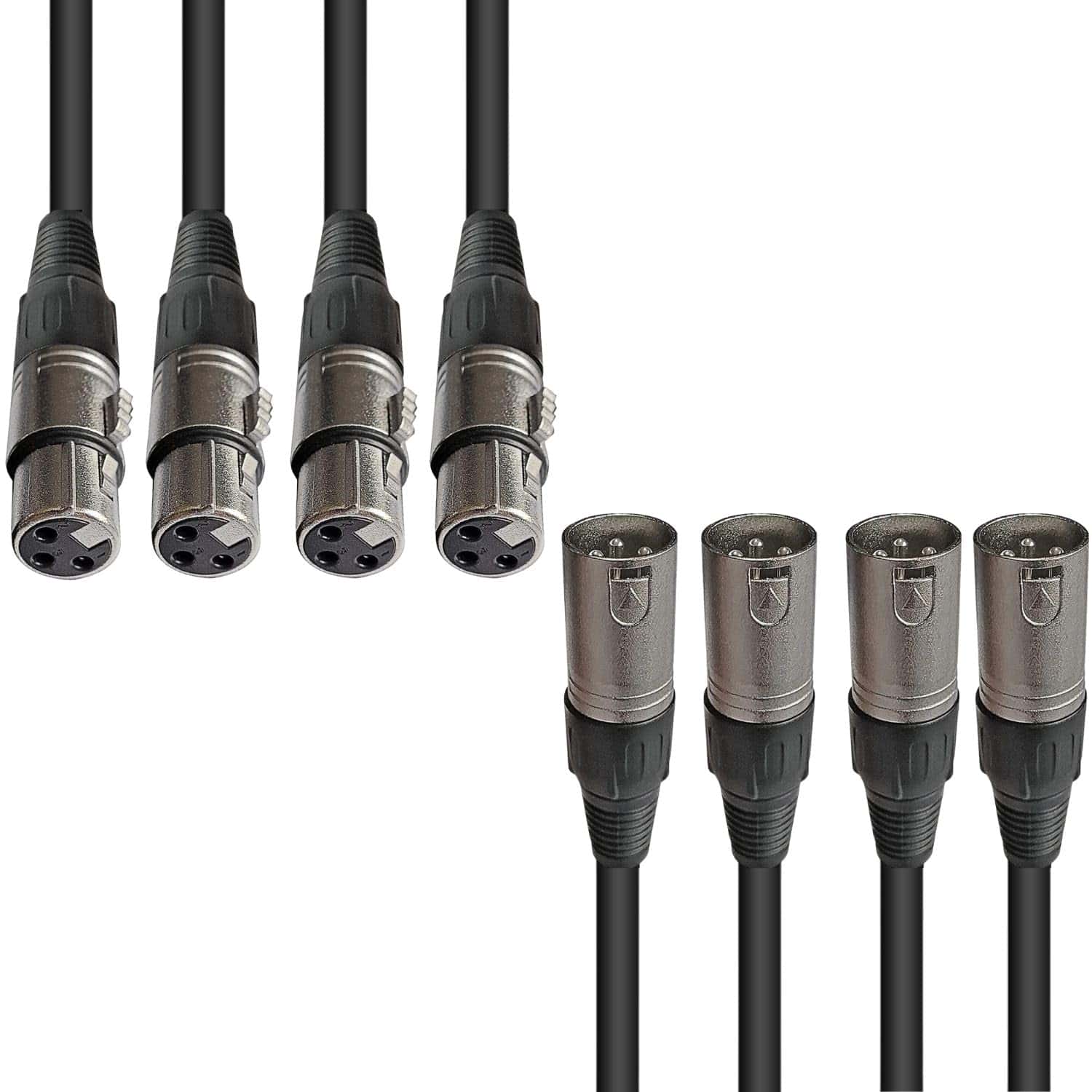 Paquete de 4 cables de audio XLR a XLR de 20 pies
