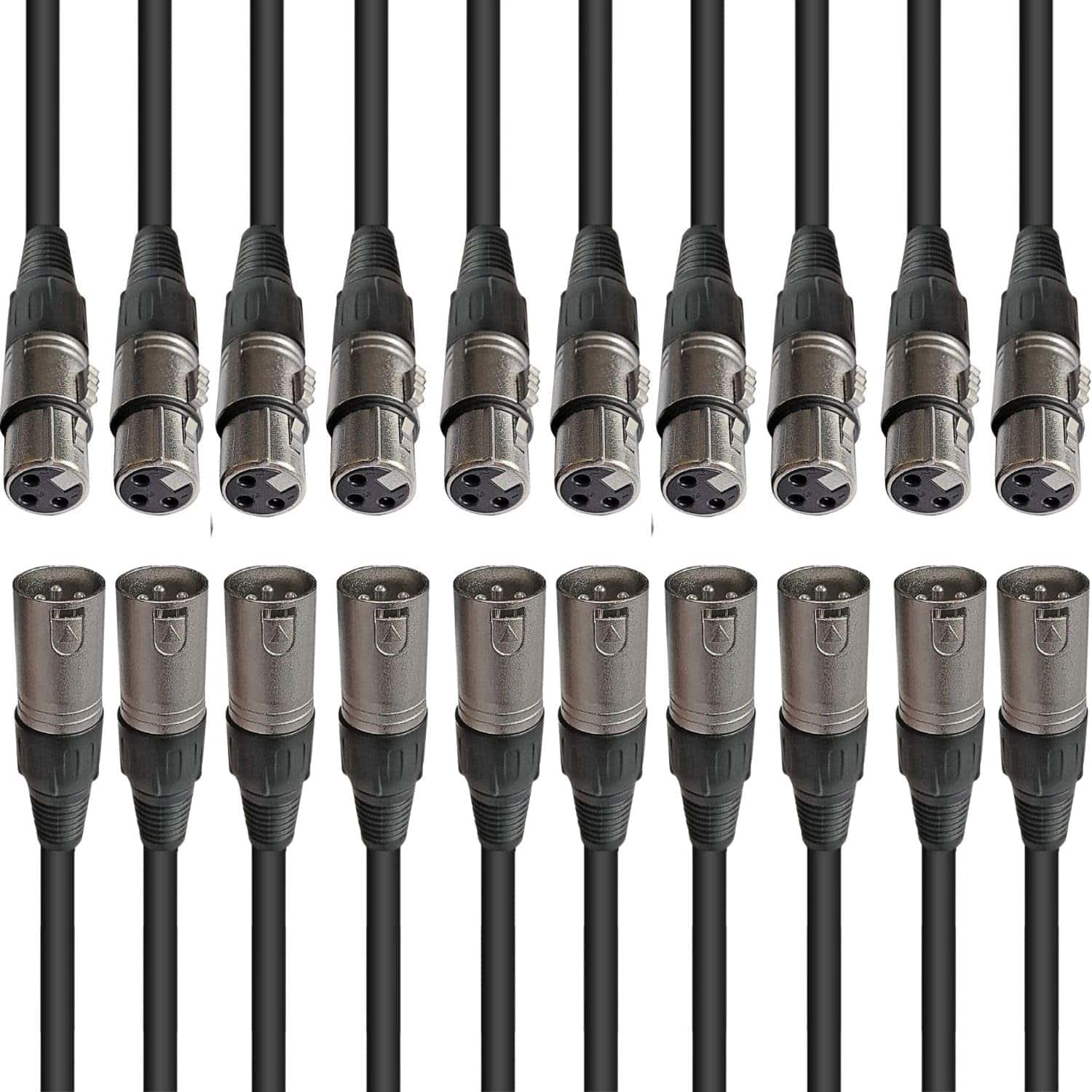 Paquete de 10 cables XLR de 20 pies por AxcessAbles |