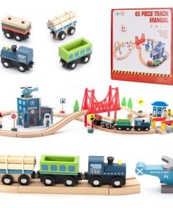 Set de Tren de Madera BetDEF 65 Piezas, Sets de Tren de