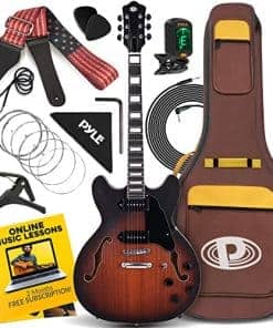 Juego de Guitarra Eléctrica de Cuerpo Semisólido Pyle, Kit