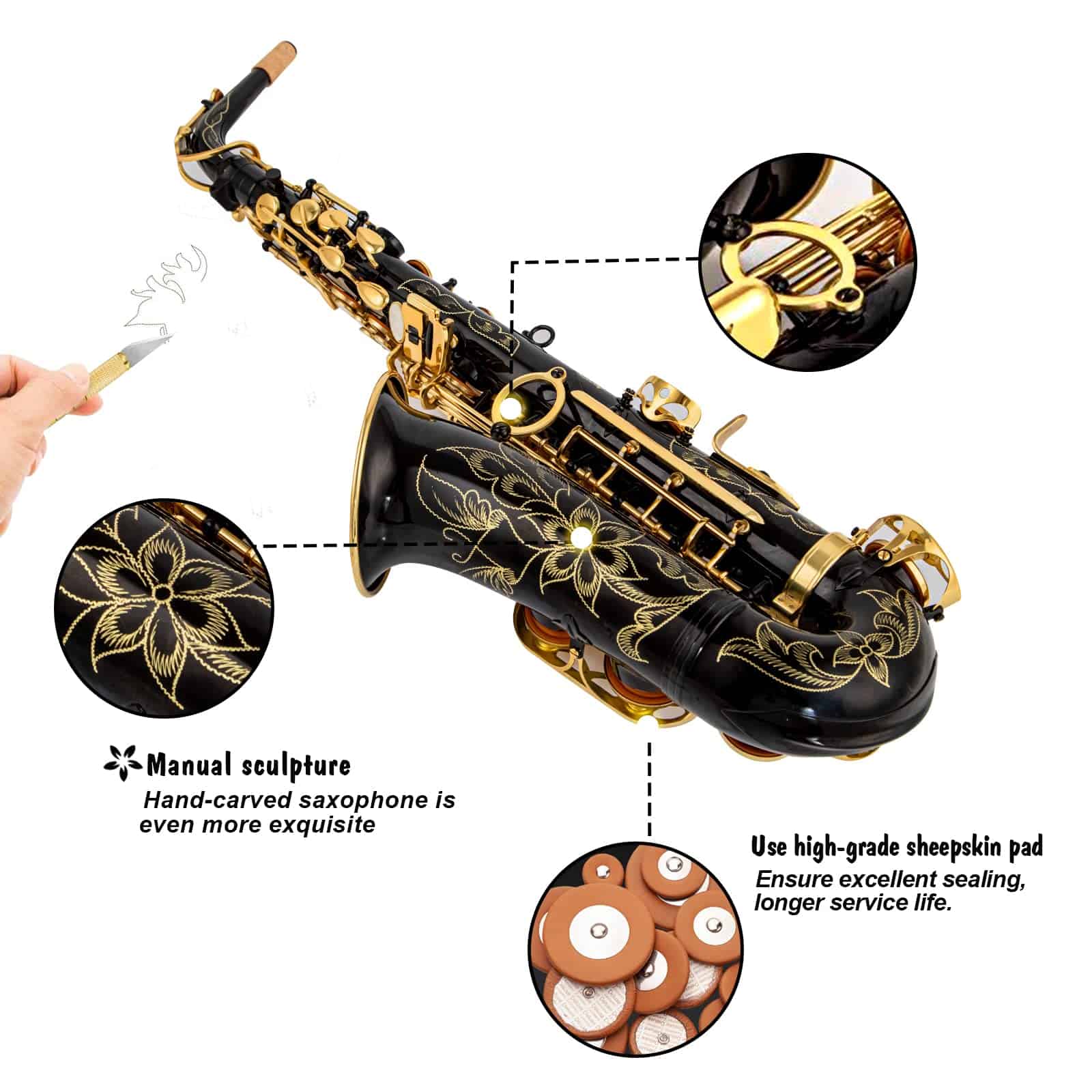 Saxofón Alto en Mi bemol con Llaves Negras/Doradas - Imagen 5