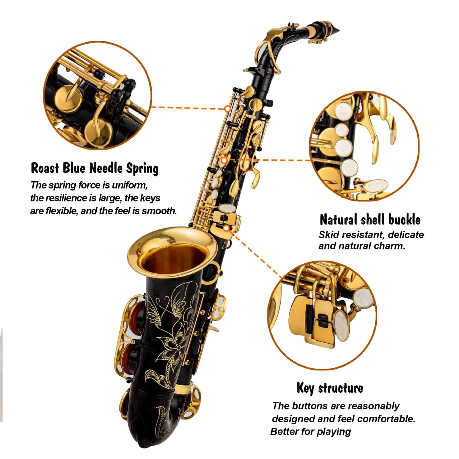 Saxofón Alto en Mi bemol con Llaves Negras/Doradas - Imagen 4