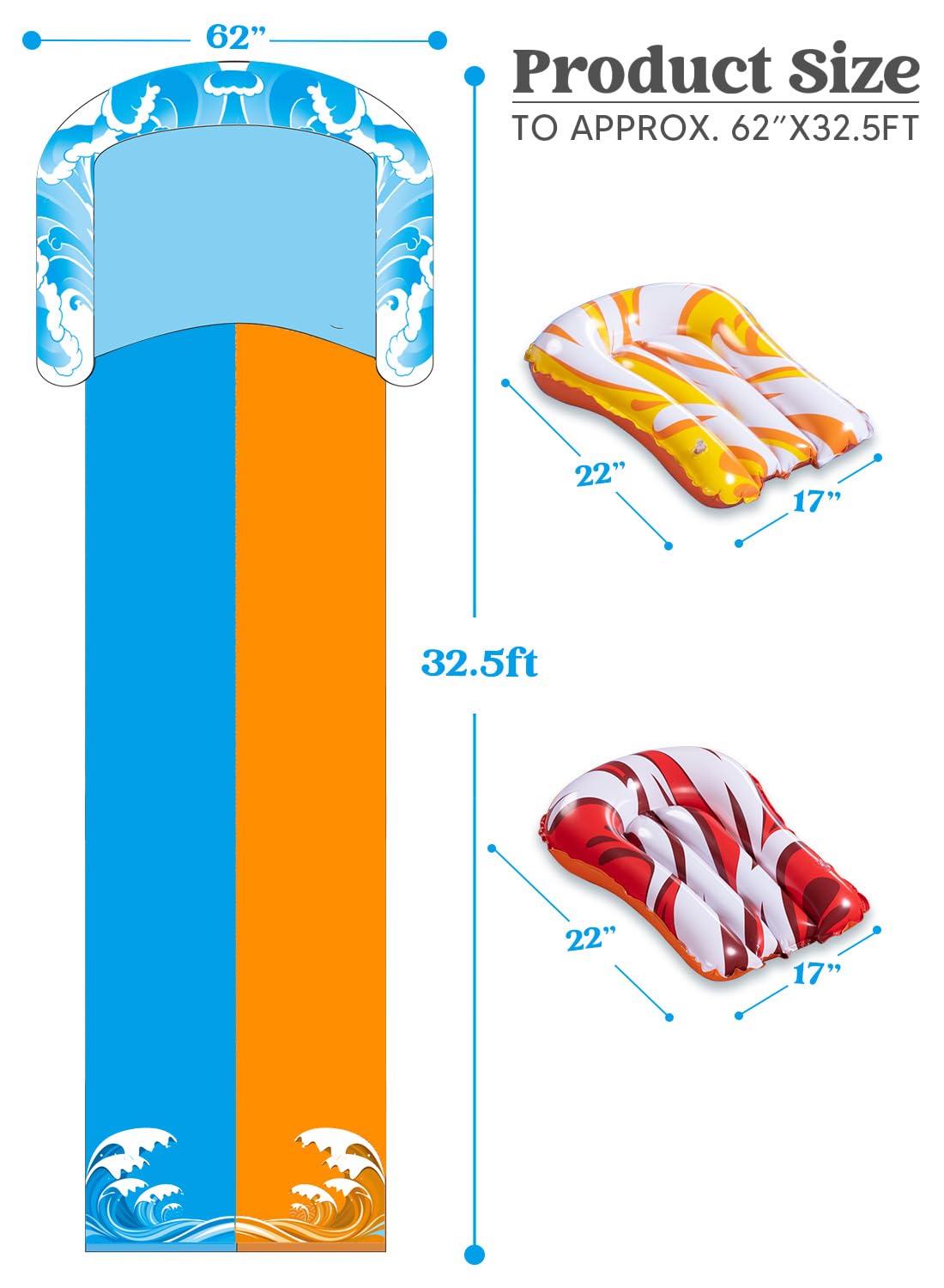 Deslizadero de agua extra largo de 32.5 pies y 2 tablas - Imagen 6