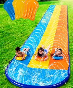 Sloosh 18ft Triple Water Slide y 3 Tablas de Cuerpo,