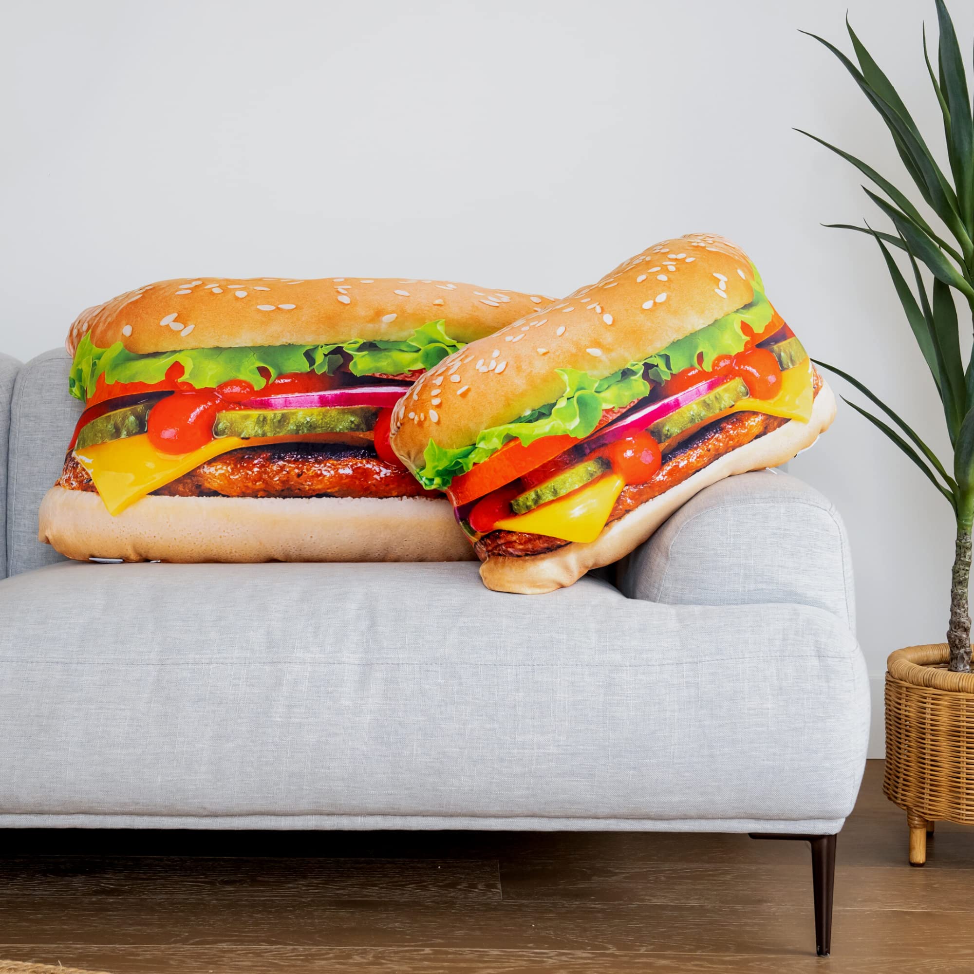 Almohada de hamburguesa 3D jugosa de 23" Much Comfort - - Imagen 4