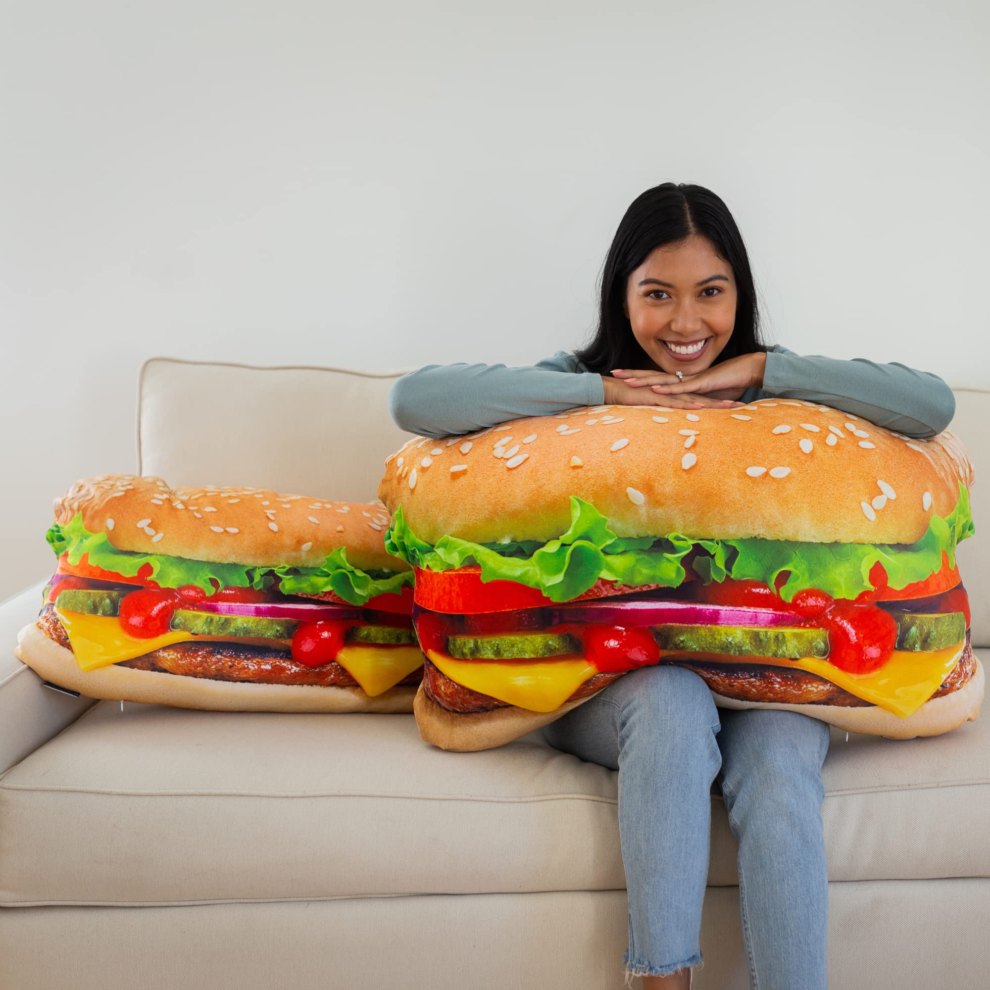 Almohada de hamburguesa 3D jugosa de 23" Much Comfort - - Imagen 5
