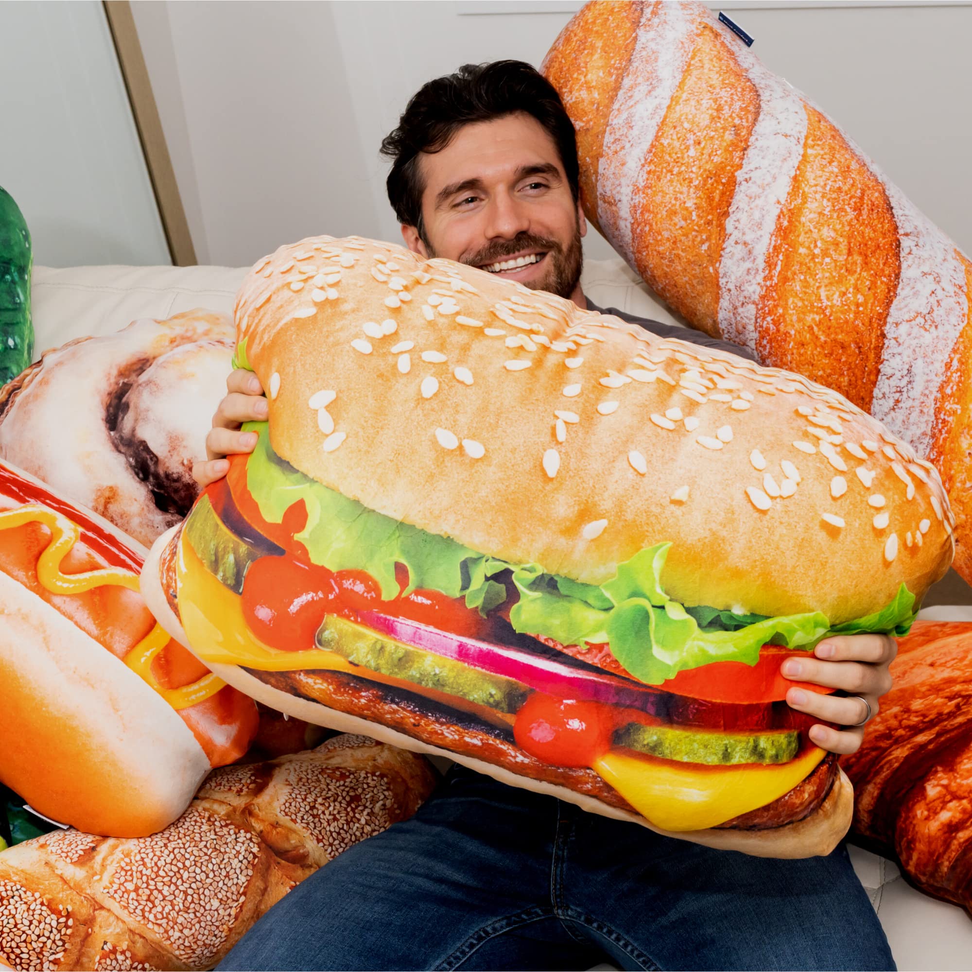 Almohada de hamburguesa 3D jugosa de 23" Much Comfort - - Imagen 6
