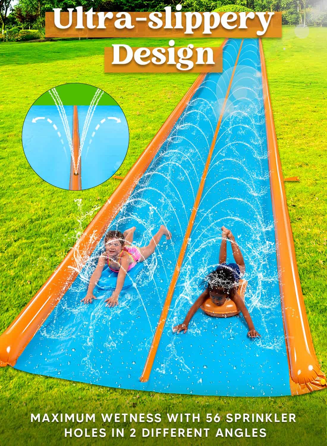 Tobogán acuático doble super Sloosh para adultos y niños, - Imagen 6