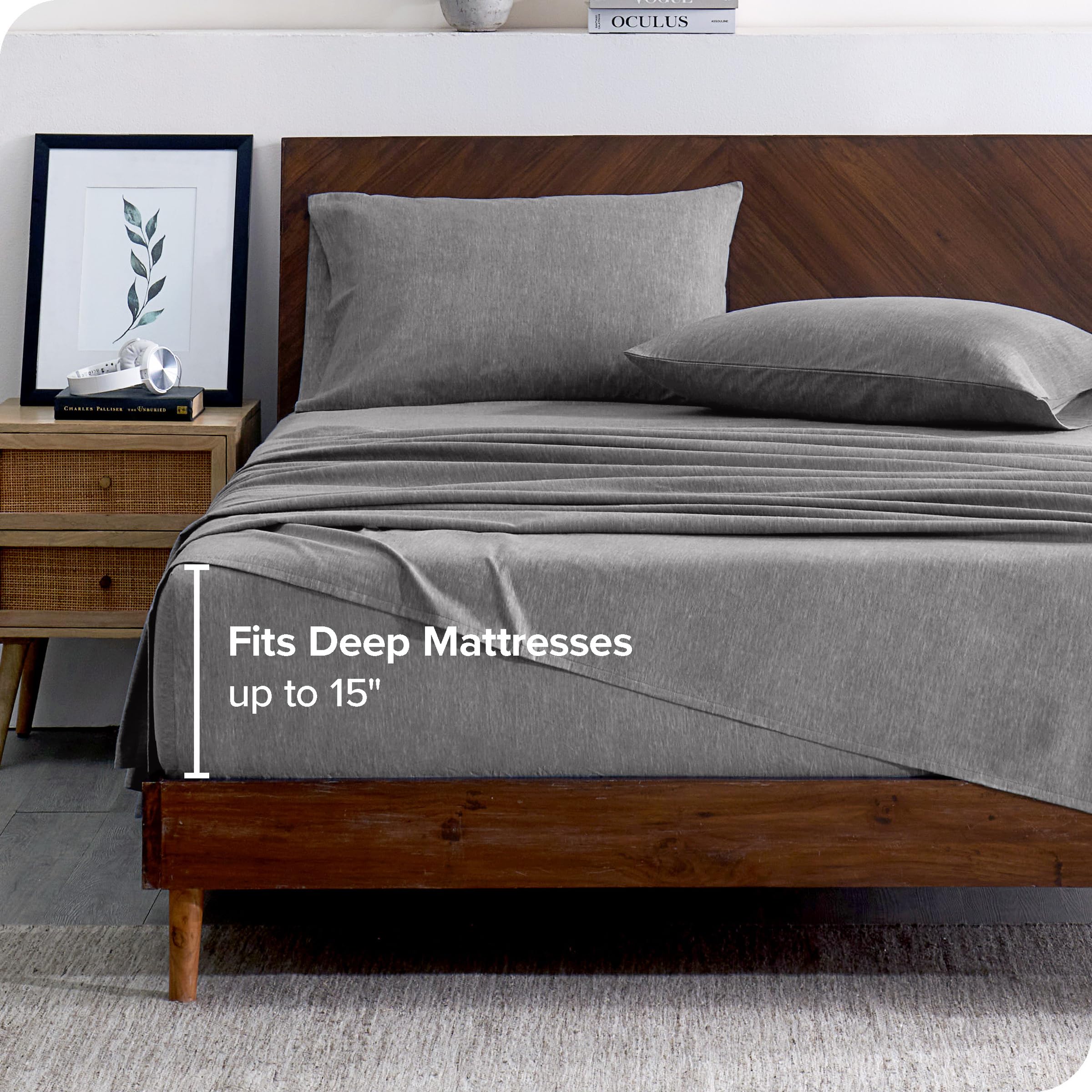 Juego de sábanas de franela Bare Home 100% -Gris claro jaspe - Imagen 5