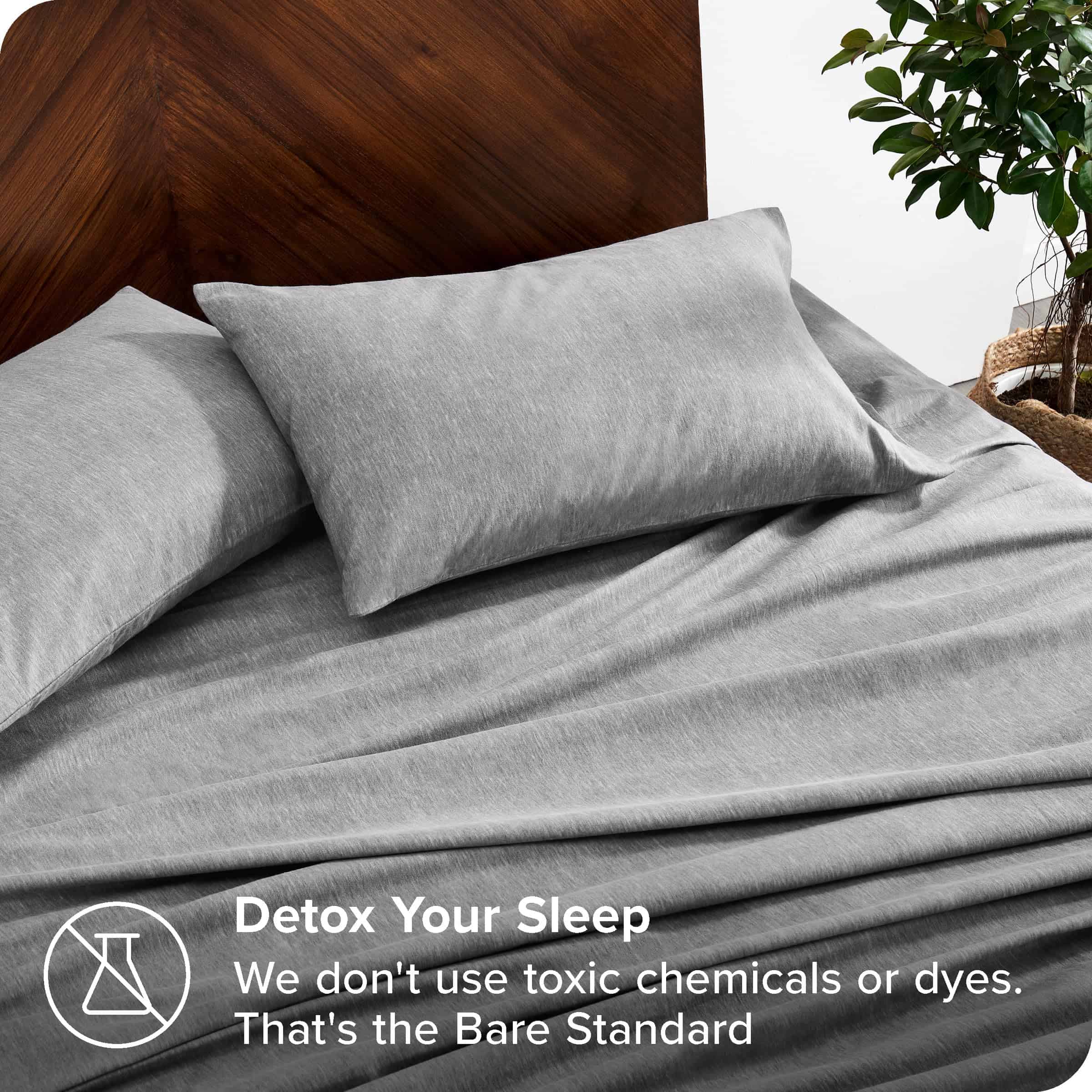 Juego de sábanas de franela Bare Home 100% -Gris claro jaspe - Imagen 4