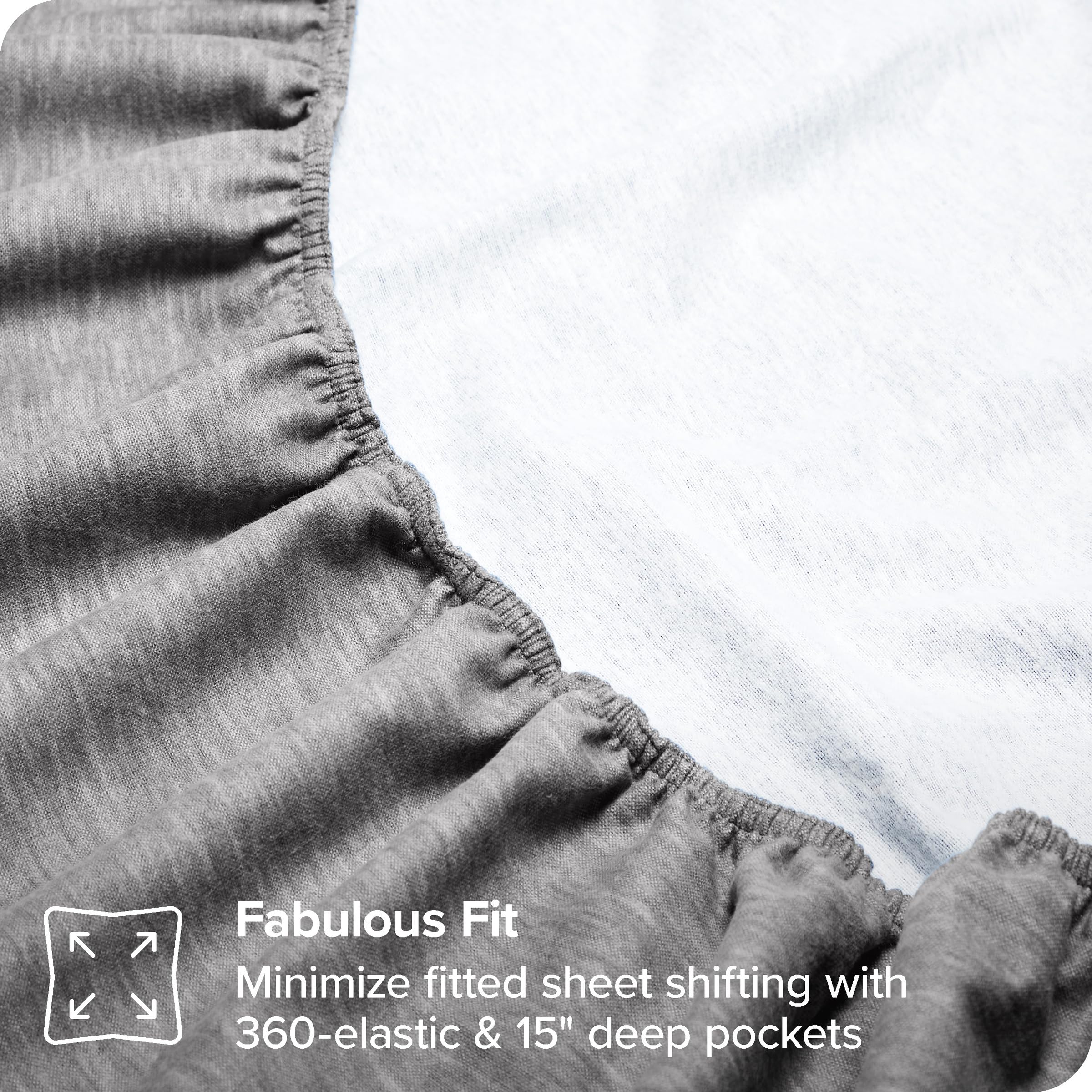 Juego de sábanas de franela Bare Home 100% -Gris claro jaspe - Imagen 6