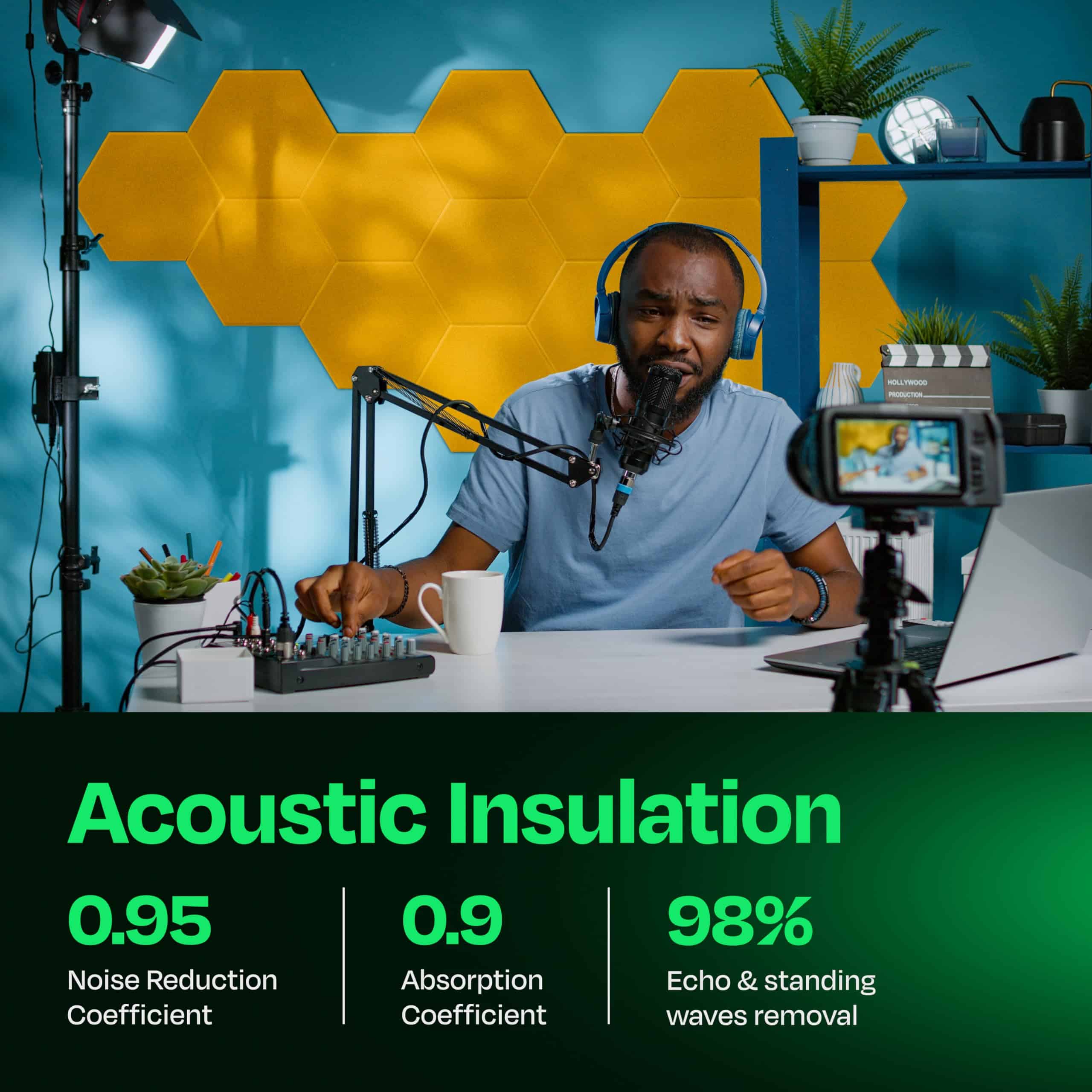 Paneles Acústicos Ekkogo Paquete de 12 Paneles -Amarillo Ata - Imagen 4