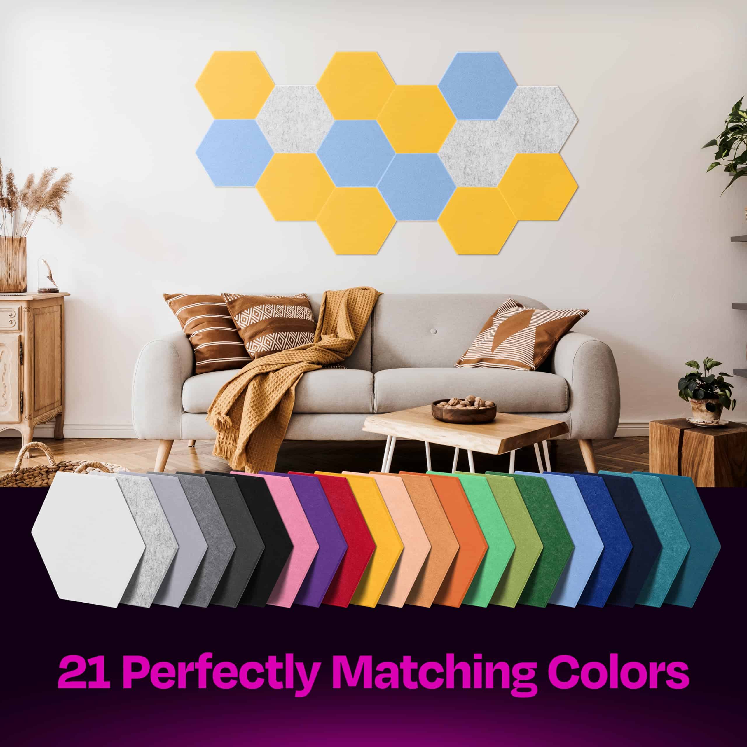 Paneles Acústicos Ekkogo Paquete de 12 Paneles -Amarillo Ata - Imagen 6