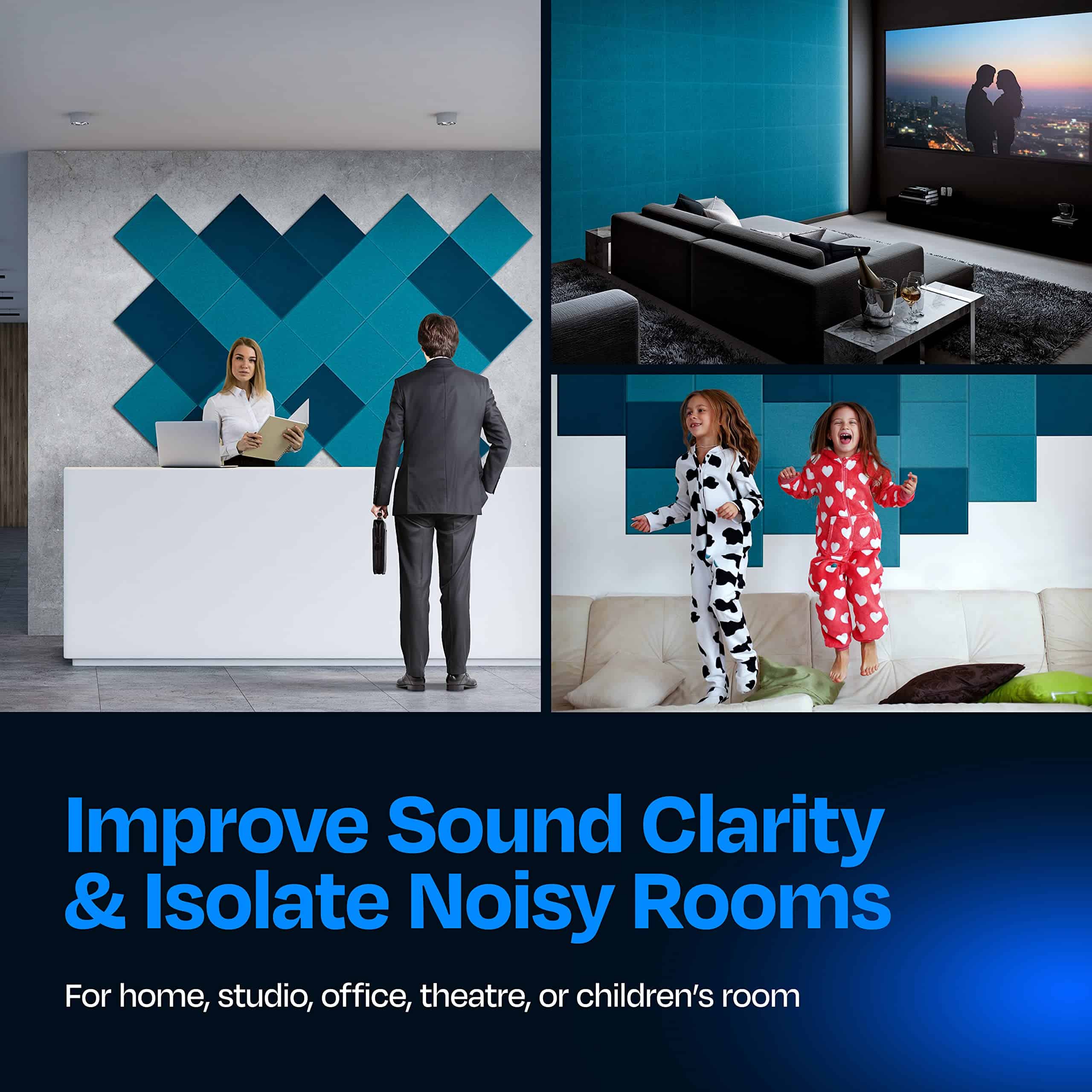 Paneles Acústicos Ekkogo Paquete de 12 -Turquesa Claro - Imagen 5