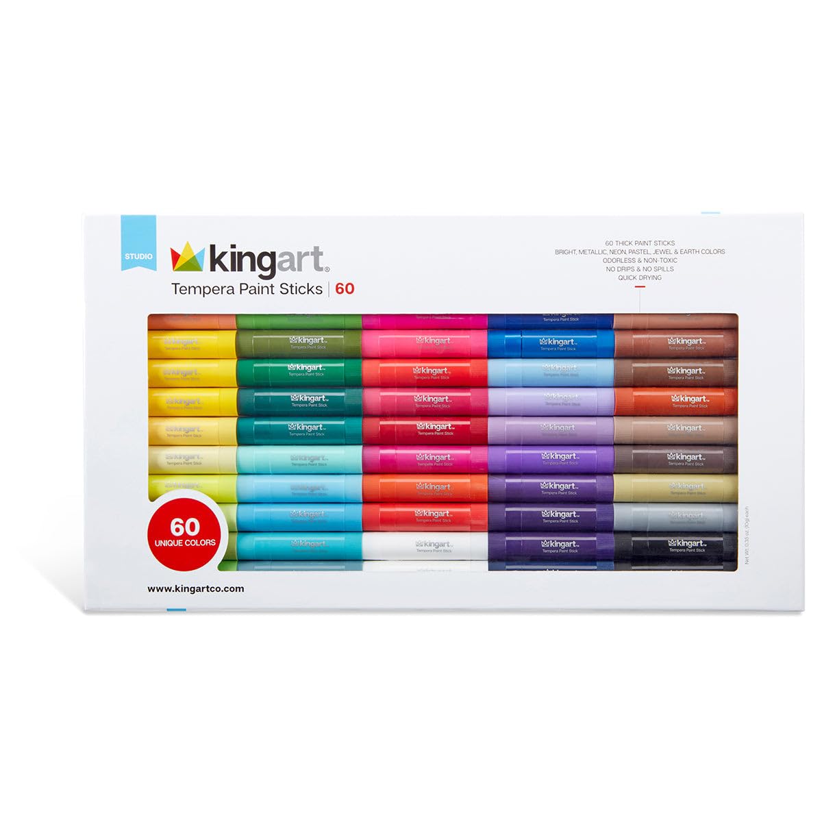 KINGART 575-60 PAINT Sticks de Tempera, Set de 60 Colores