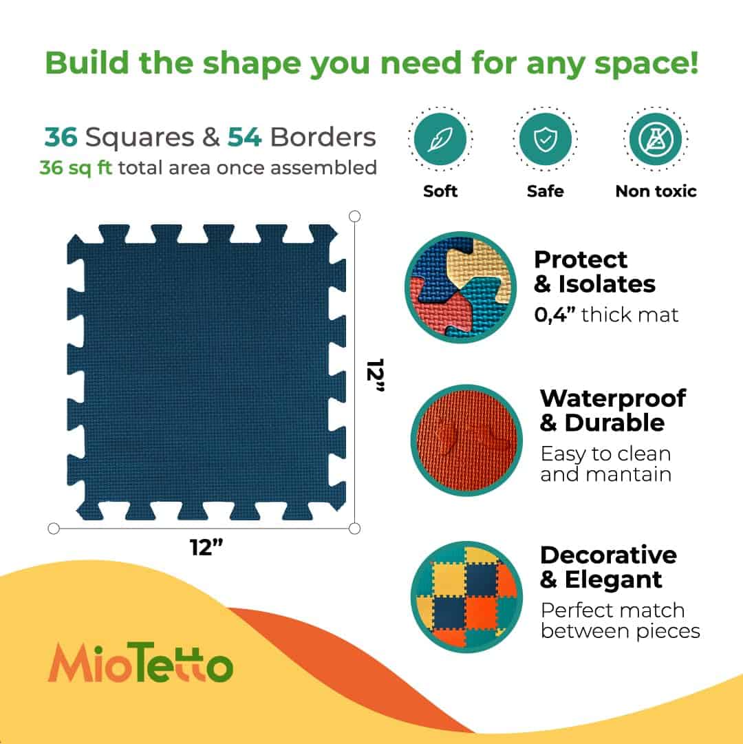 Tapete de juego para bebé MioTetto de 36 piezas, suave y no - Imagen 4