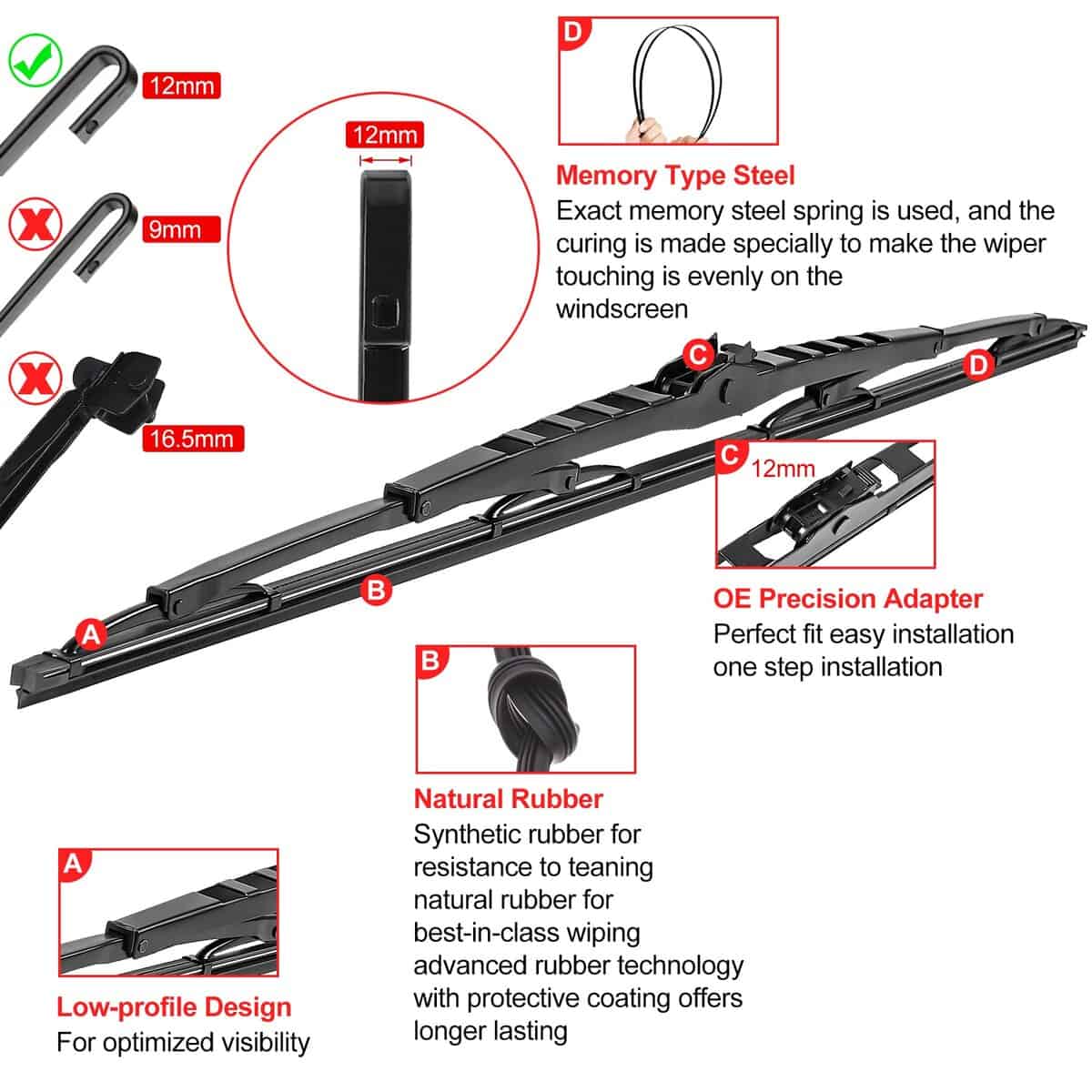 Cuchilla de limpiaparabrisas de 28 pulgadas para RV o - Imagen 3