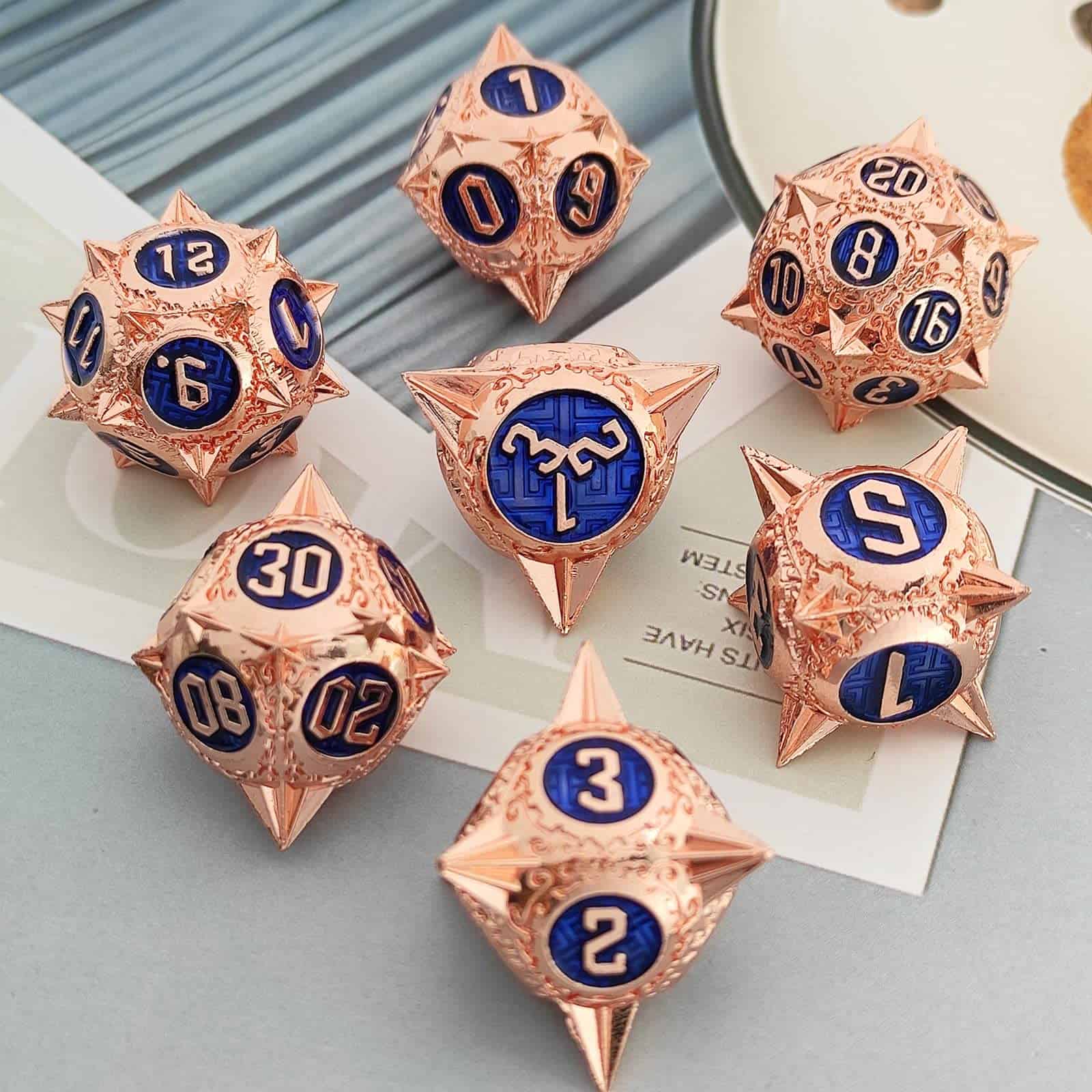 Set de dados metálicos DND AHDKEJG, RPG 7pcs Set de dados - Imagen 8