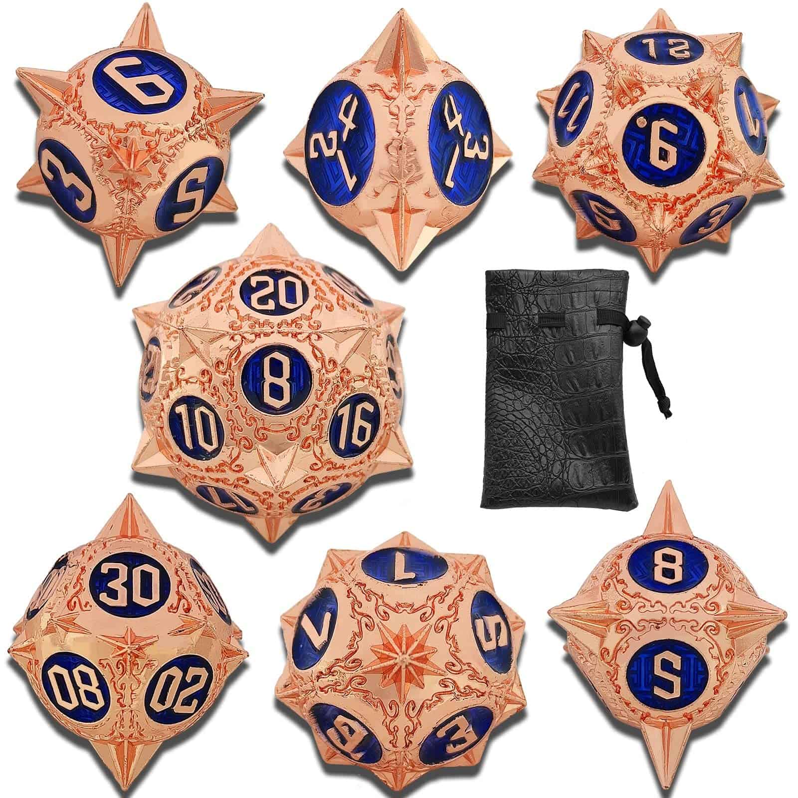 Set de dados metálicos DND AHDKEJG, RPG 7pcs Set de dados