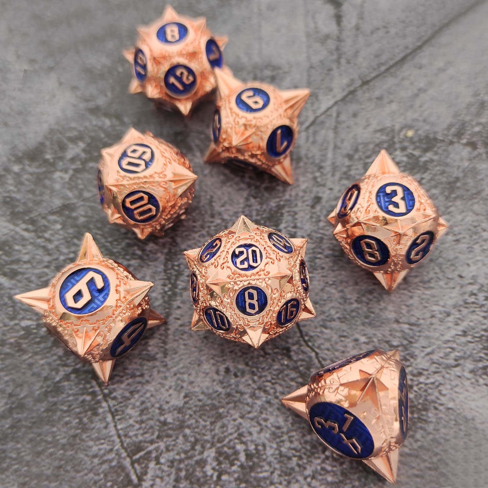 Set de dados metálicos DND AHDKEJG, RPG 7pcs Set de dados - Imagen 5