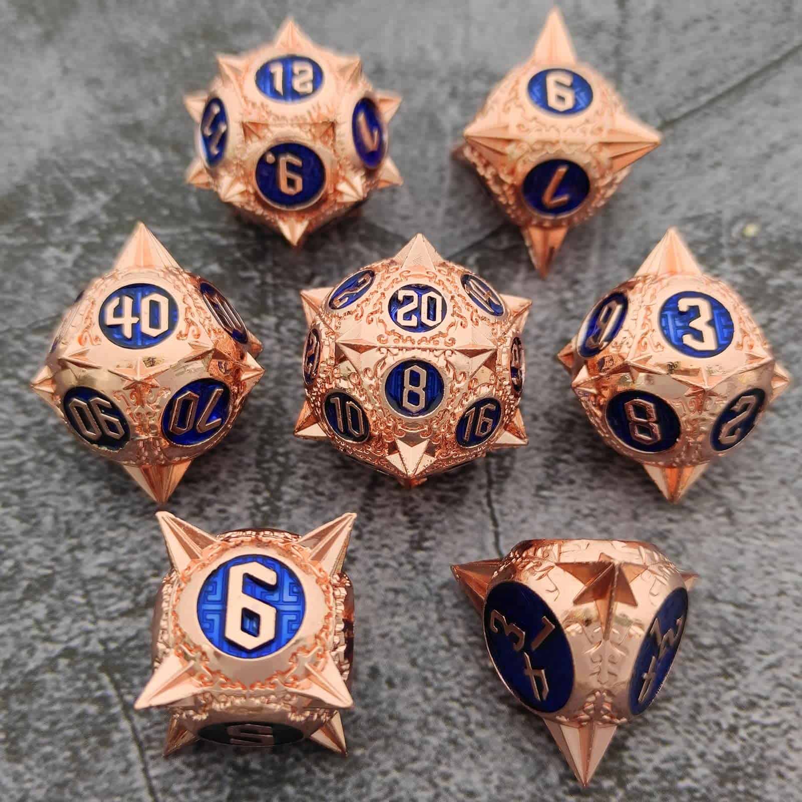 Set de dados metálicos DND AHDKEJG, RPG 7pcs Set de dados - Imagen 4