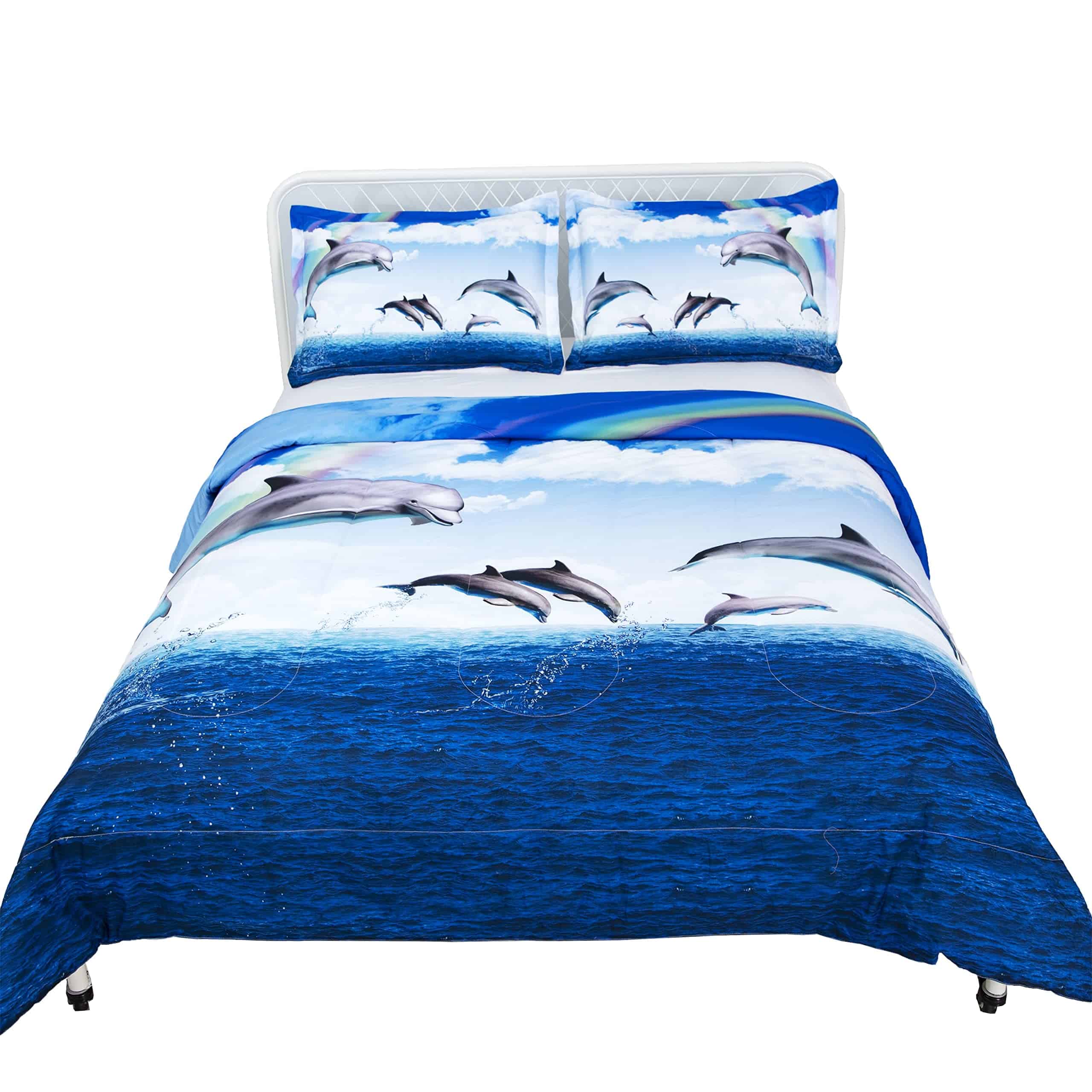 Edredón de Delfines tamaño Queen Juego de Ropa de Cama para