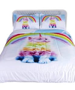 Juego de edredón Galaxy Cats Full 3D para niños y niñas,