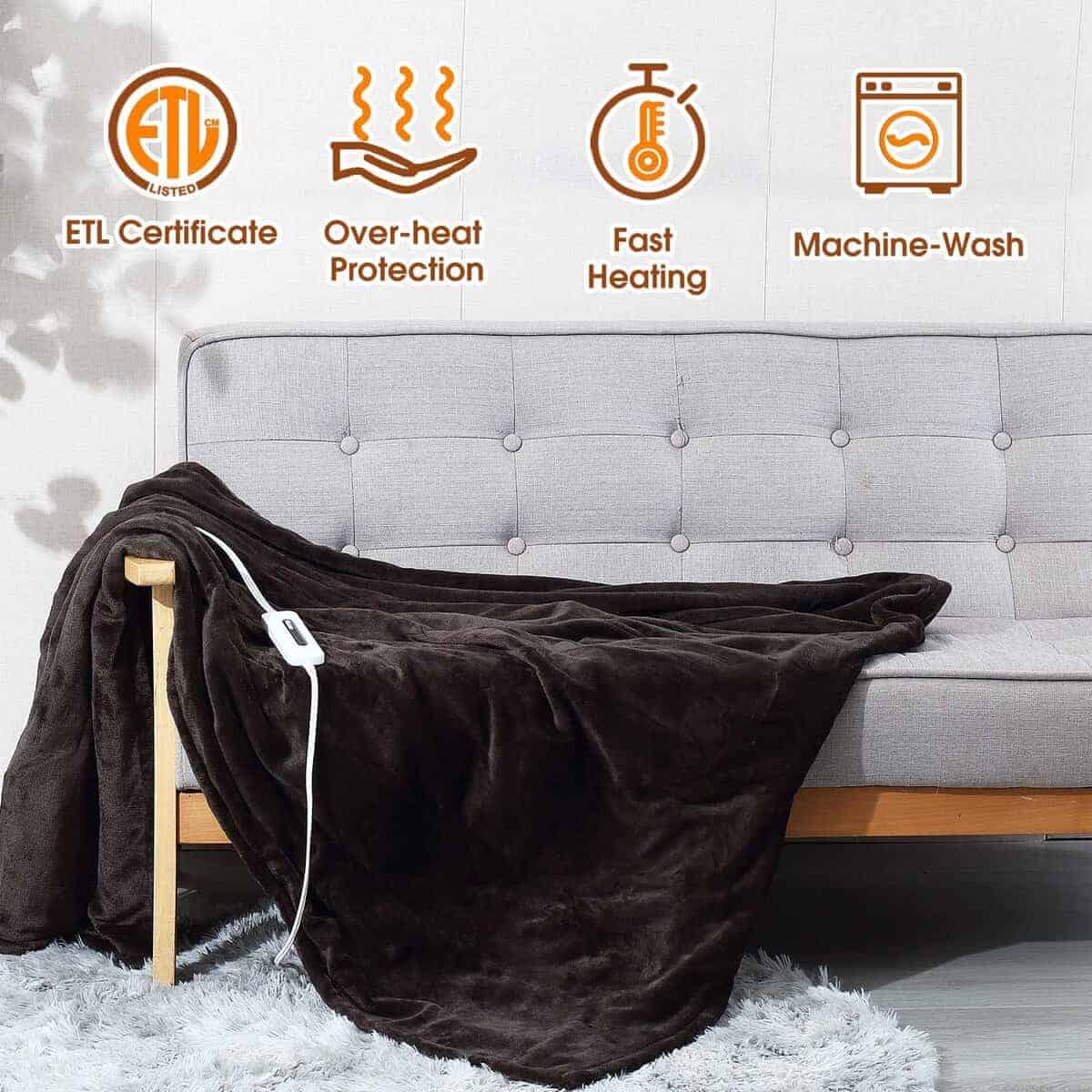 Manta Eléctrica Calentada JIAMEIDING con 3 Niveles de - Imagen 8