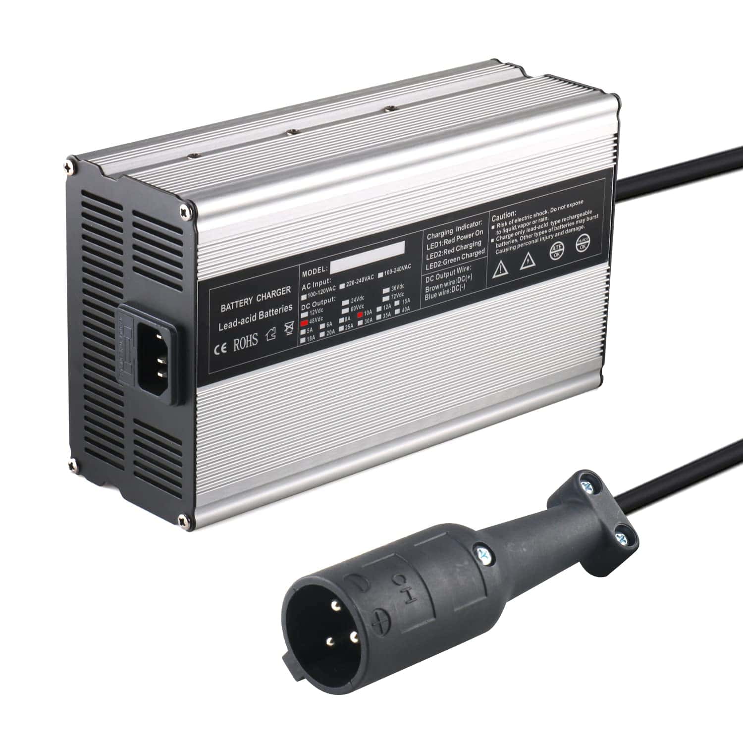 Cargador de Batería JFX 48V 10A para Carritos de Golf Club