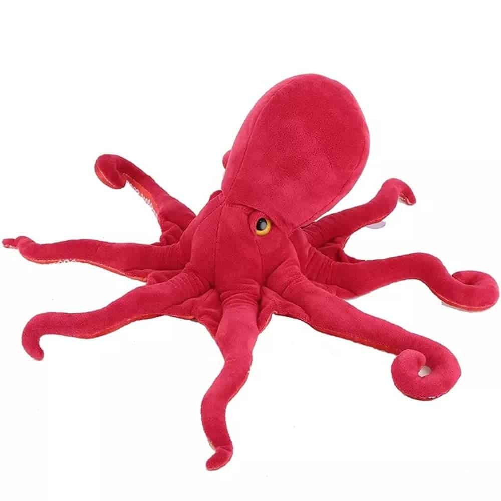 Peluche de pulpo rojo Xshelley, almohada de pez suave,