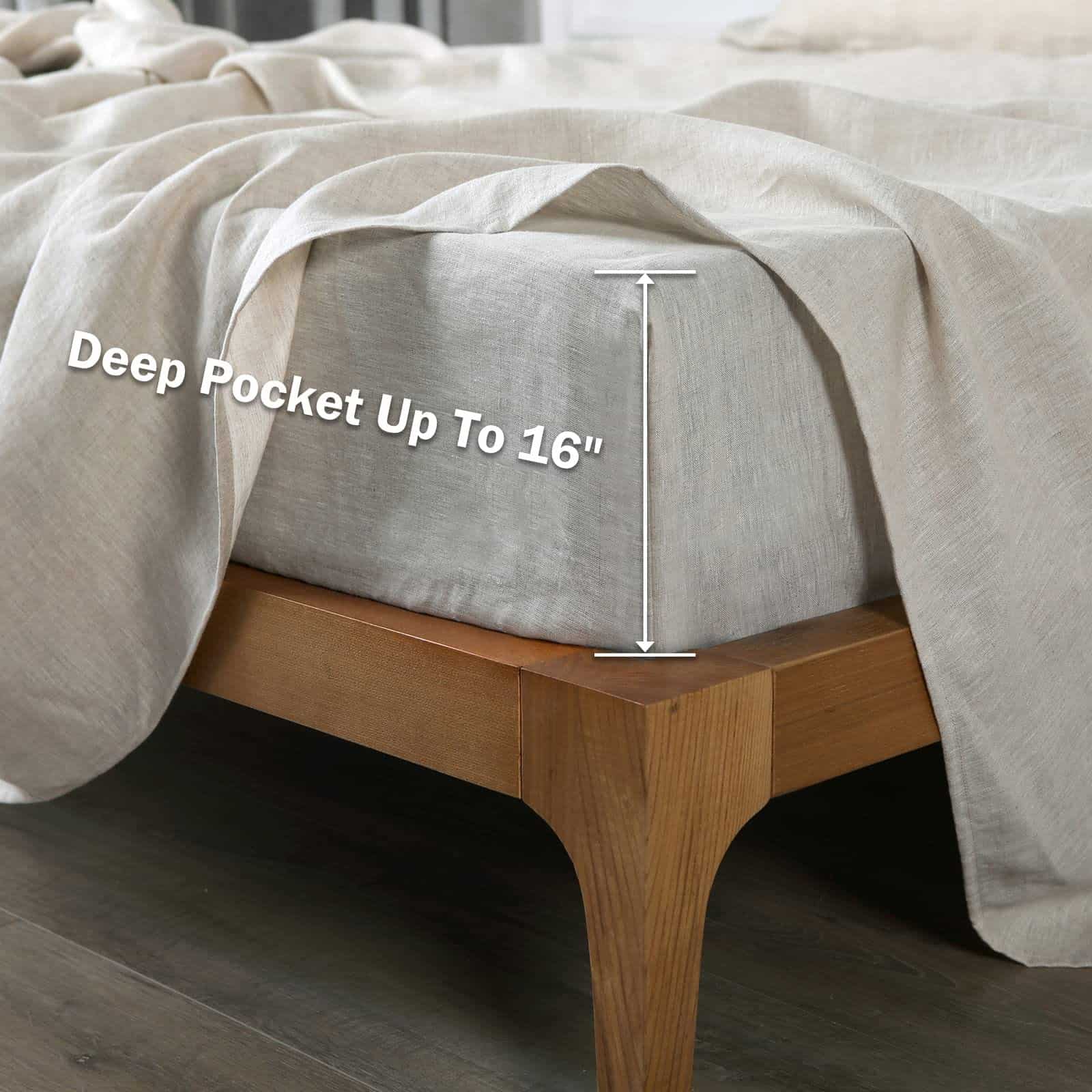 Juego de sábanas de lino XZ XIFA tamaño Queen, 100% Lino - Imagen 5