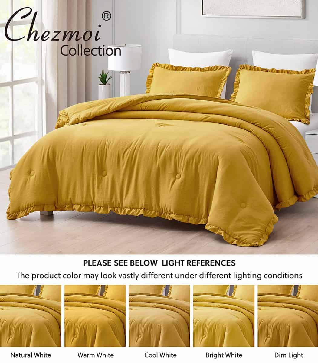 Set de Cobertor Chezmoi Collection Nora Amarillo Mostaza - Imagen 8