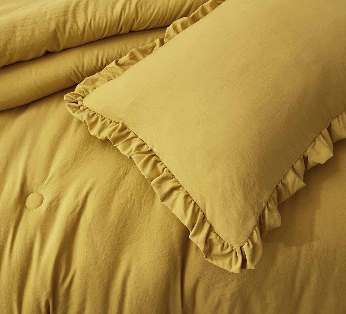 Set de Cobertor Chezmoi Collection Nora Amarillo Mostaza - Imagen 5