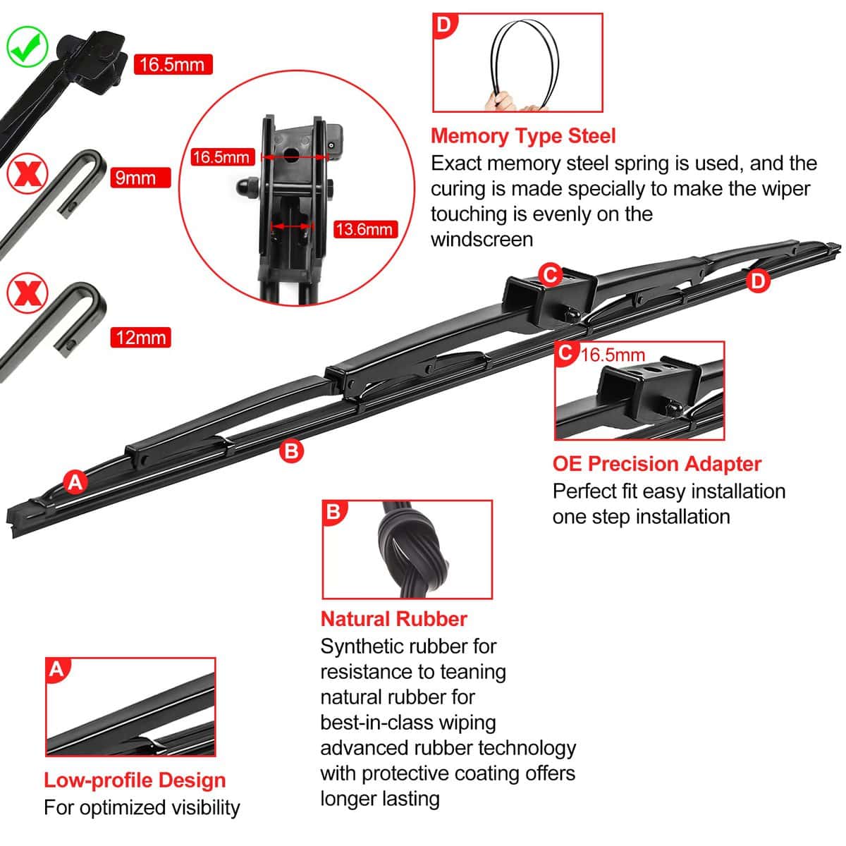 Par de 24" Limpiaparabrisas de Alta Resistencia con Montaje - Imagen 3