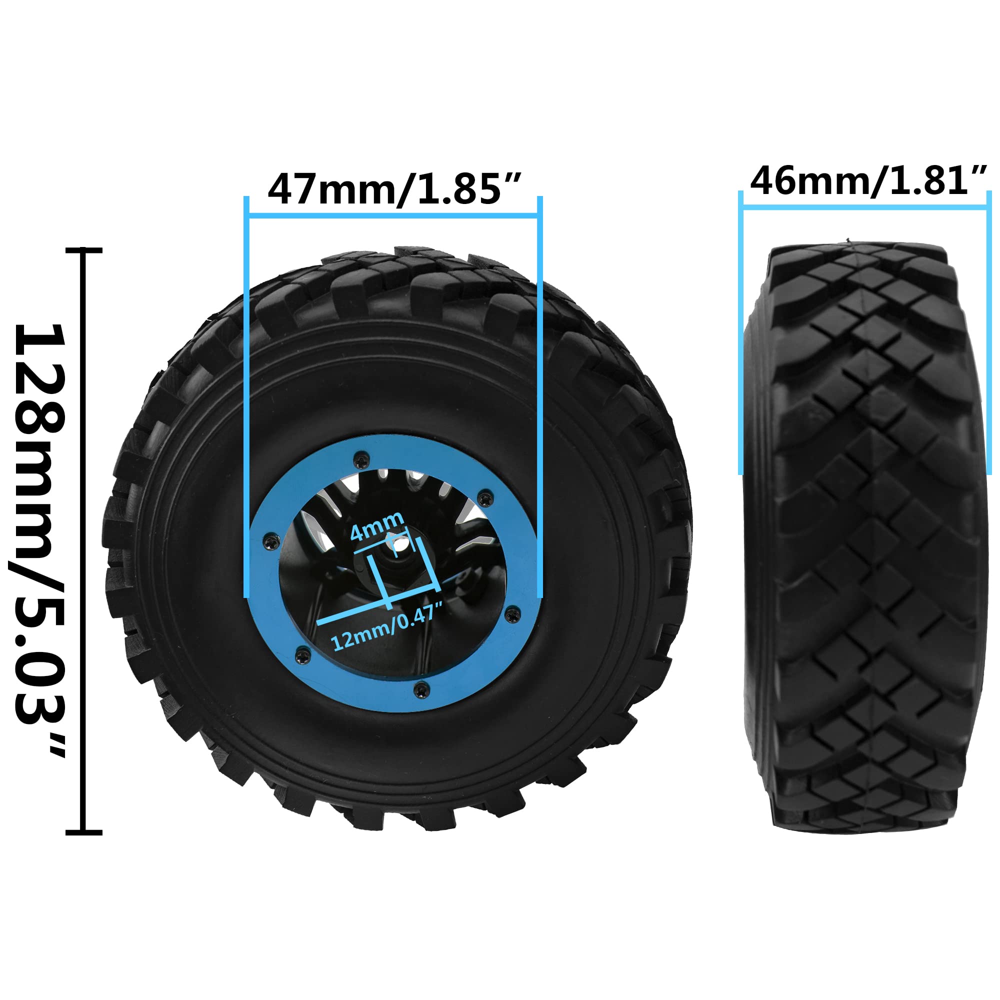 Llantas de Goma Inflables HIRCQOO de 2.2" OD128mm & Rines - Imagen 7