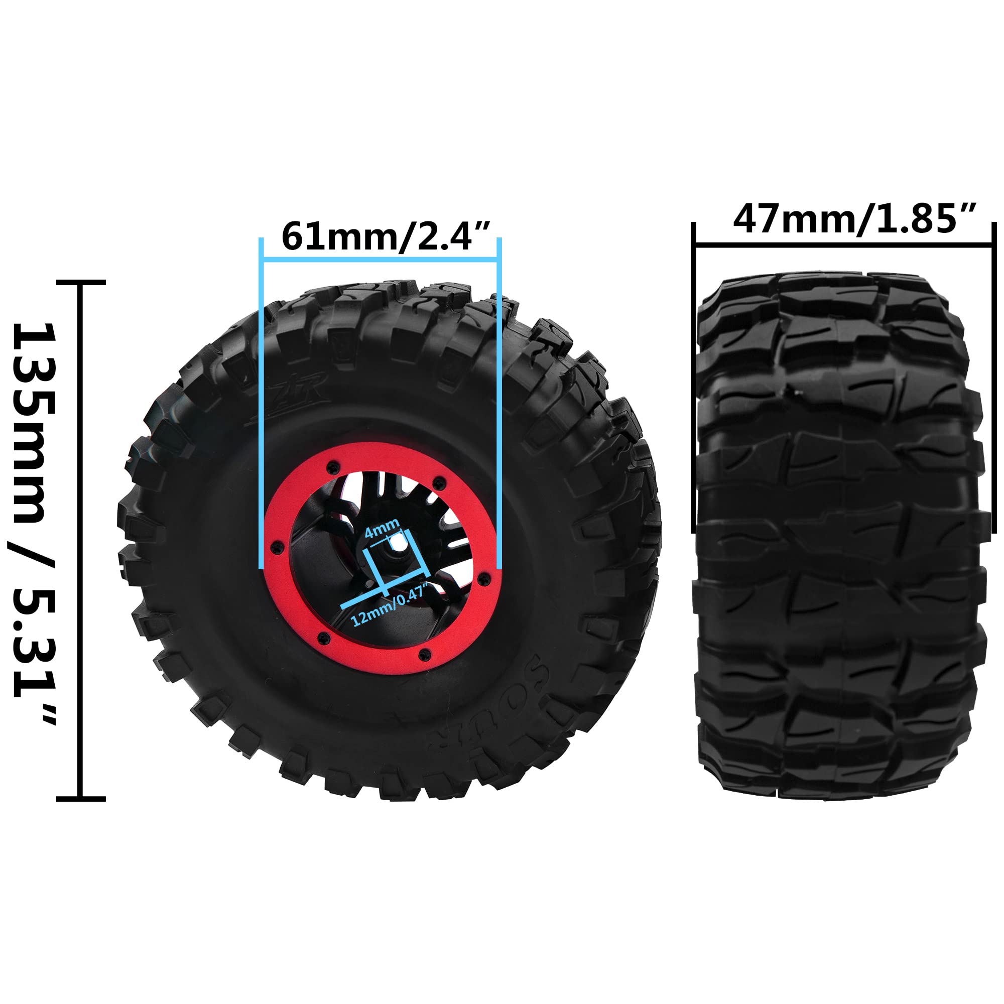 Neumáticos de Caucho Inflables de 2.2" OD135mm con Llantas - Imagen 8