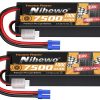 Nihewo 2 Paquetes de Batería Lipo 2S, 7.4V 7500mAh Batería