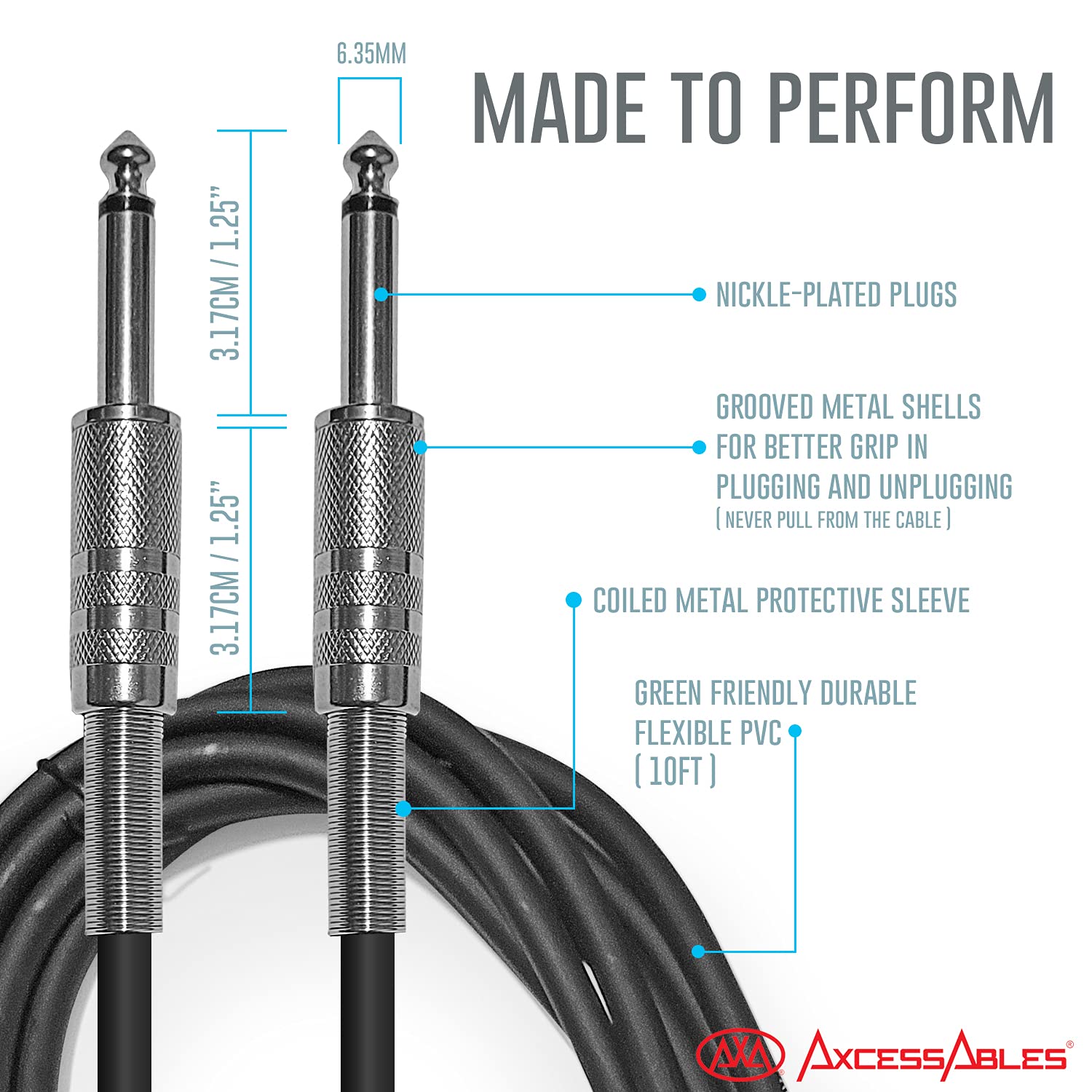 Cables de Audio para Guitarra 1/4 de Pulgada a 1/4 de - Imagen 4