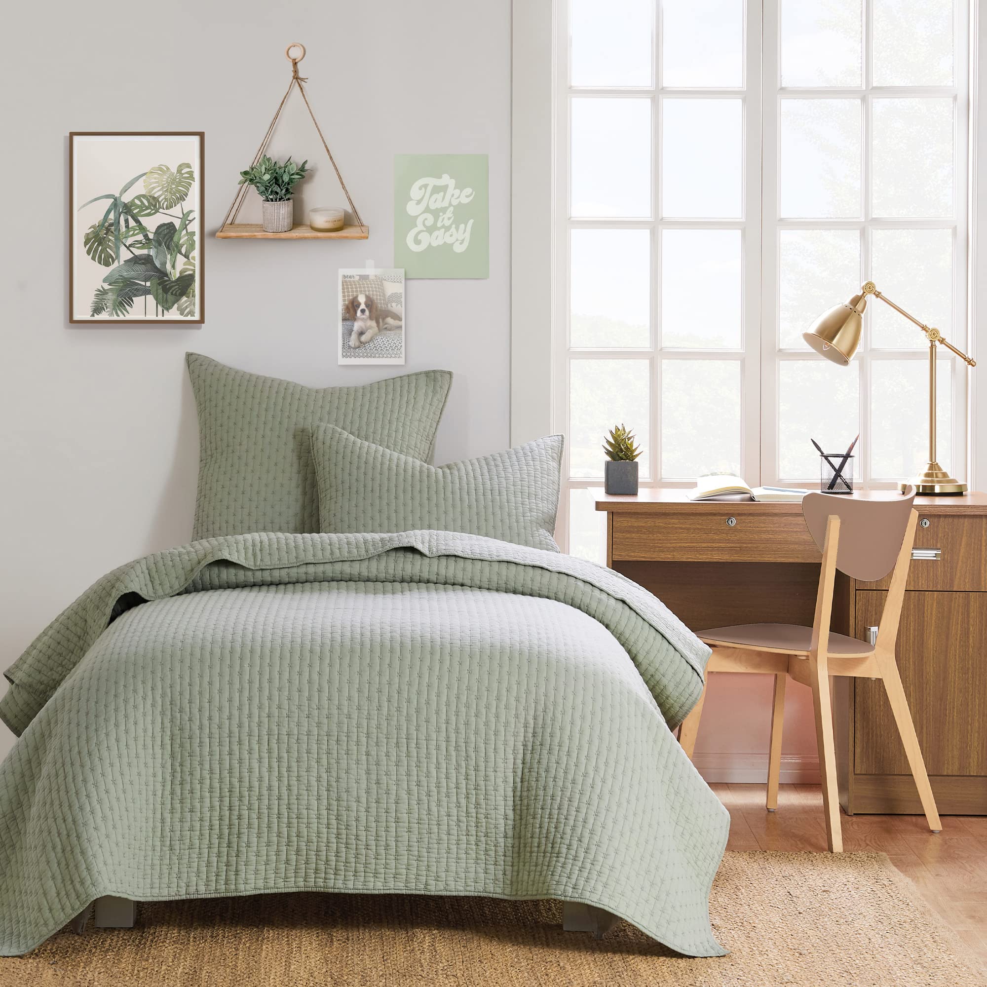 Juego de Edredón Levtex Home - Punto de Cruz Sage Desert -