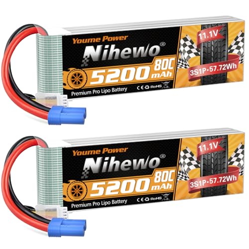 Nihewo 2Packs 3S Batería Lipo, Batería Lipo RC 11.1V