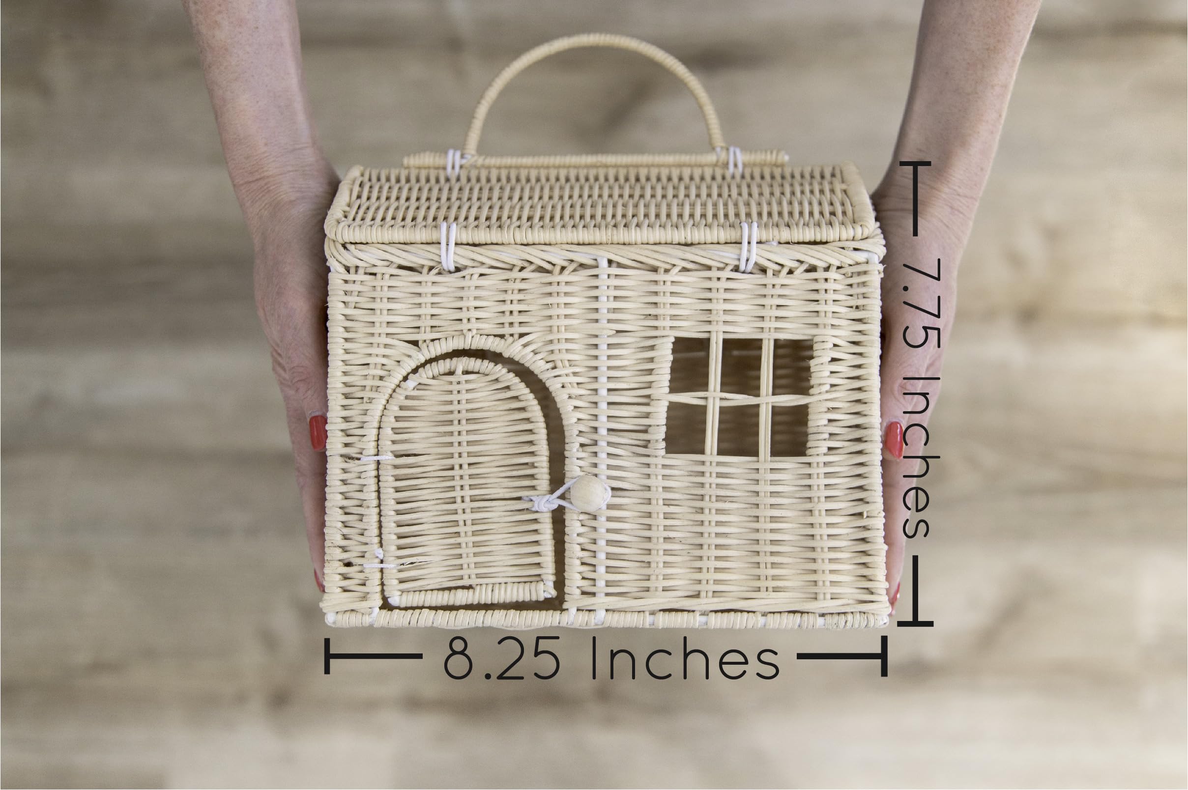 Canasta en forma de casa de mimbre Rool para muñecas - Imagen 6