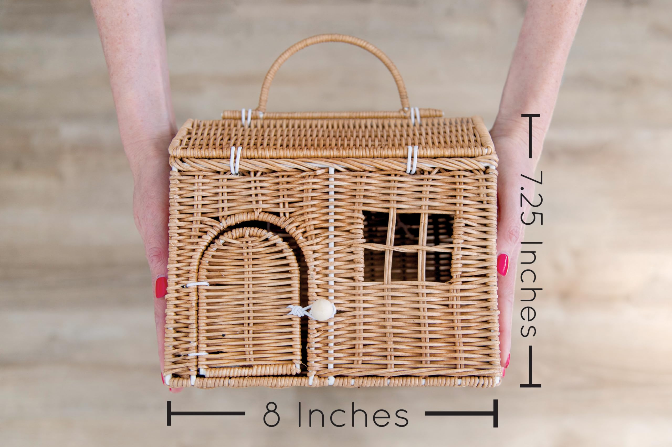 Cesta en Forma de Casa de Mimbre Rattan Rool Pequeña para - Imagen 5