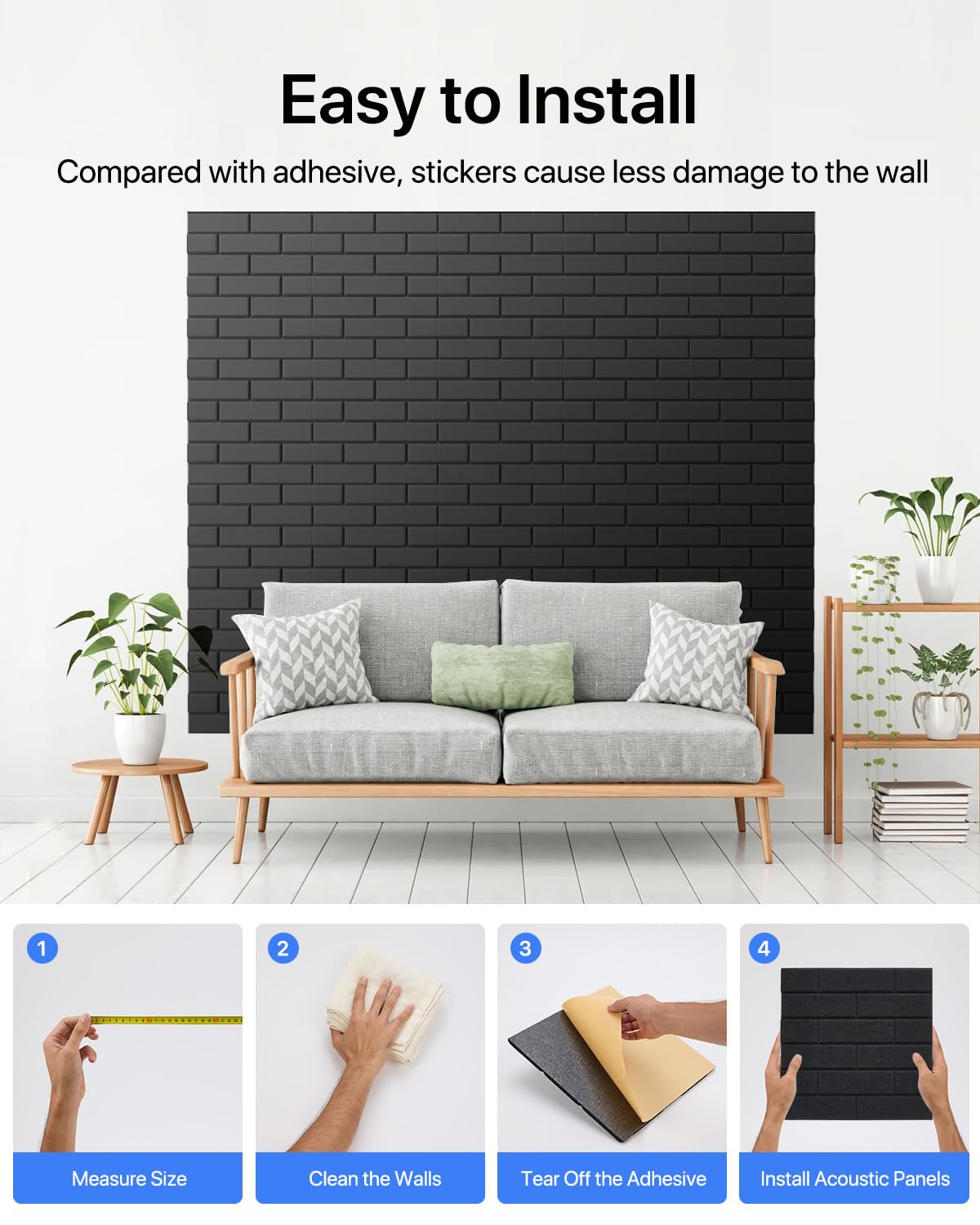 Paneles de Pared Insonorizantes Autoadhesivos 12 Piezas - Imagen 7