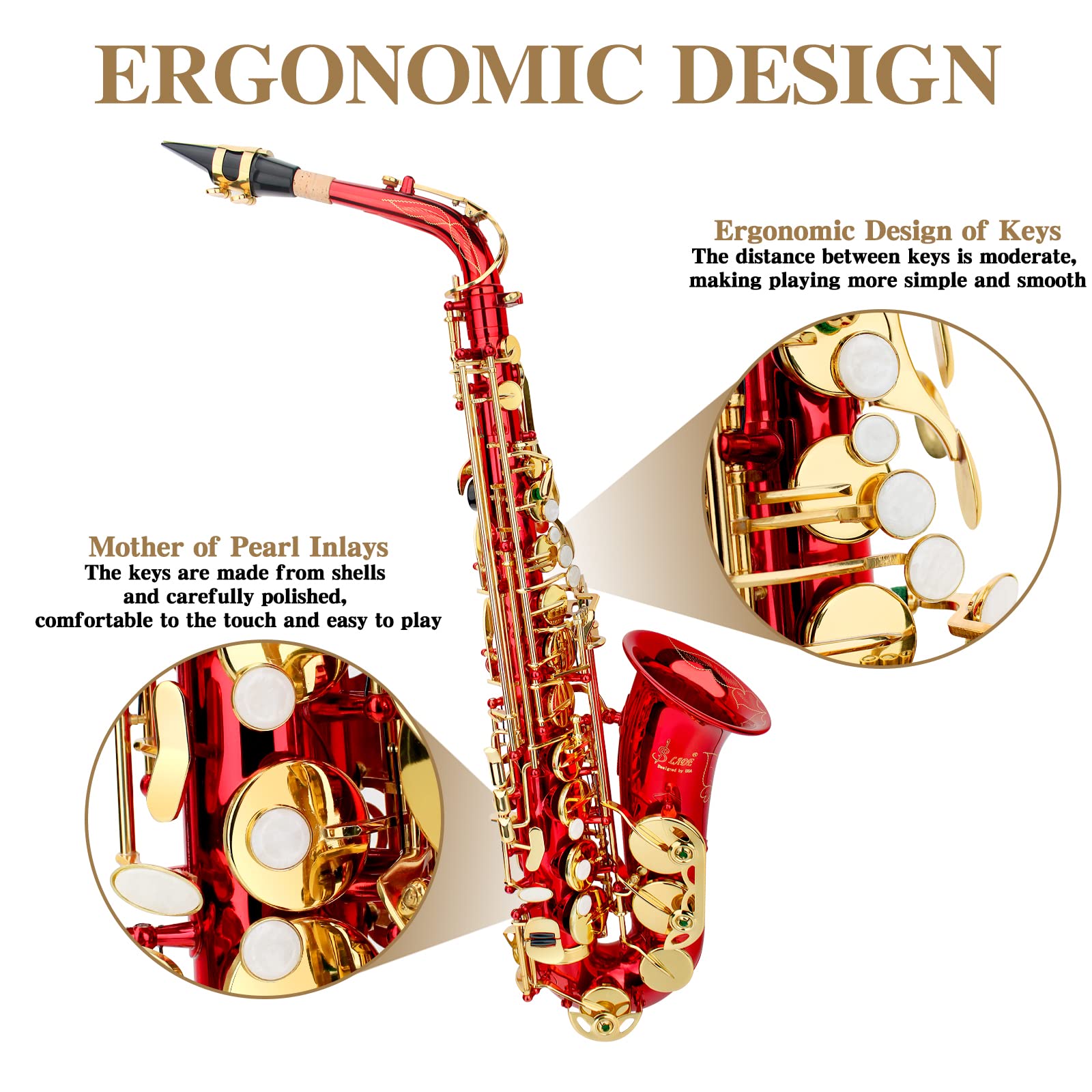 Saxofón Eb Alto SLADE para Principiantes, -Rojo - Imagen 4