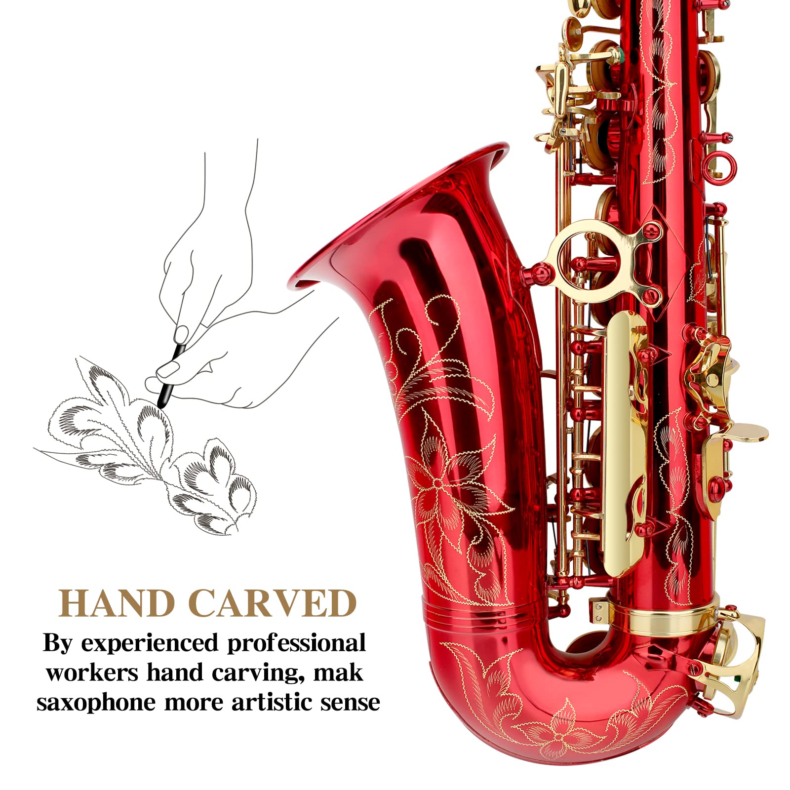 Saxofón Eb Alto SLADE para Principiantes, -Rojo - Imagen 5