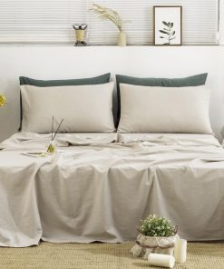 Juego de sábanas de lino TUMEI King Size - 4 piezas. Juego