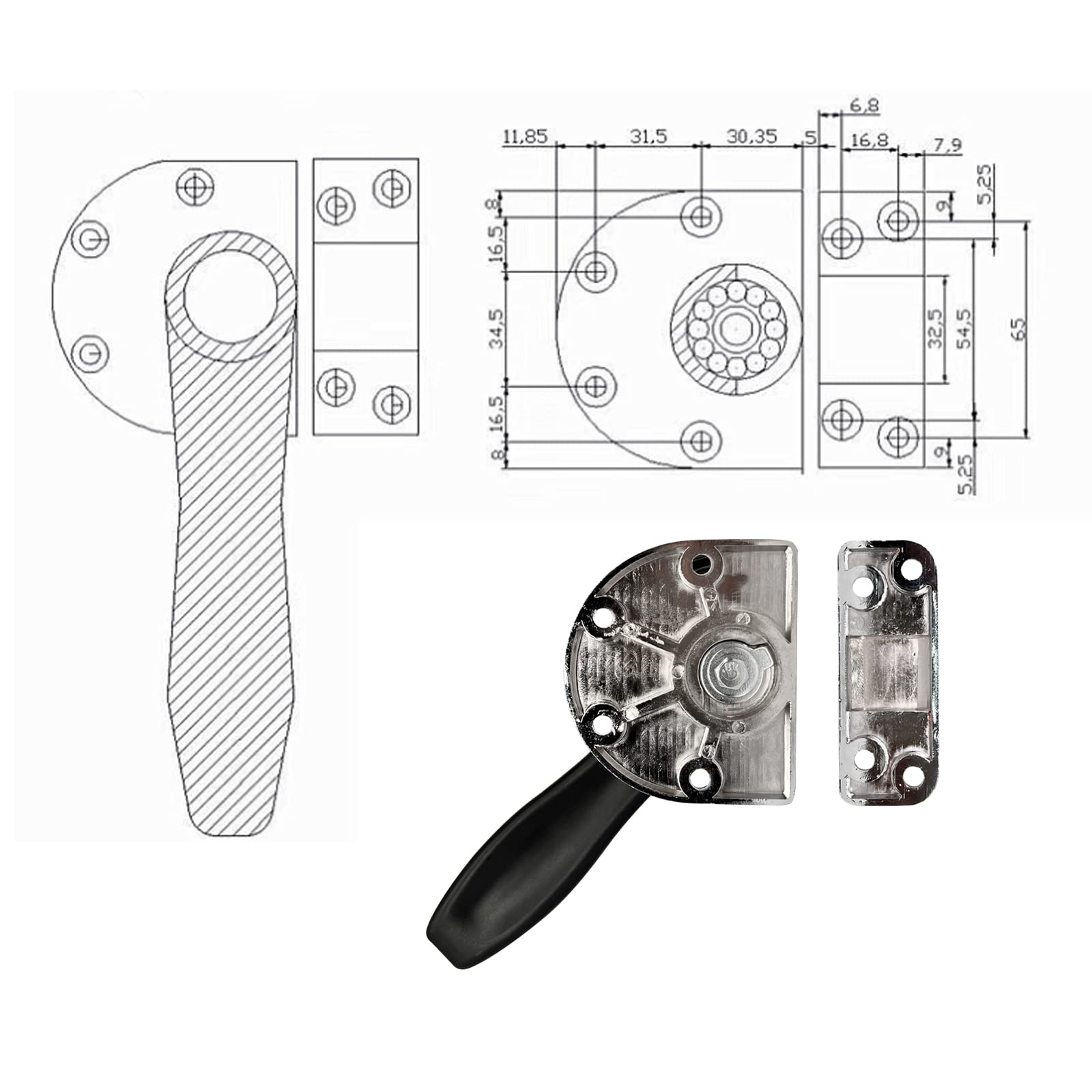 Manija de Cierre con Pestillo para Horno Industrial o - Imagen 6