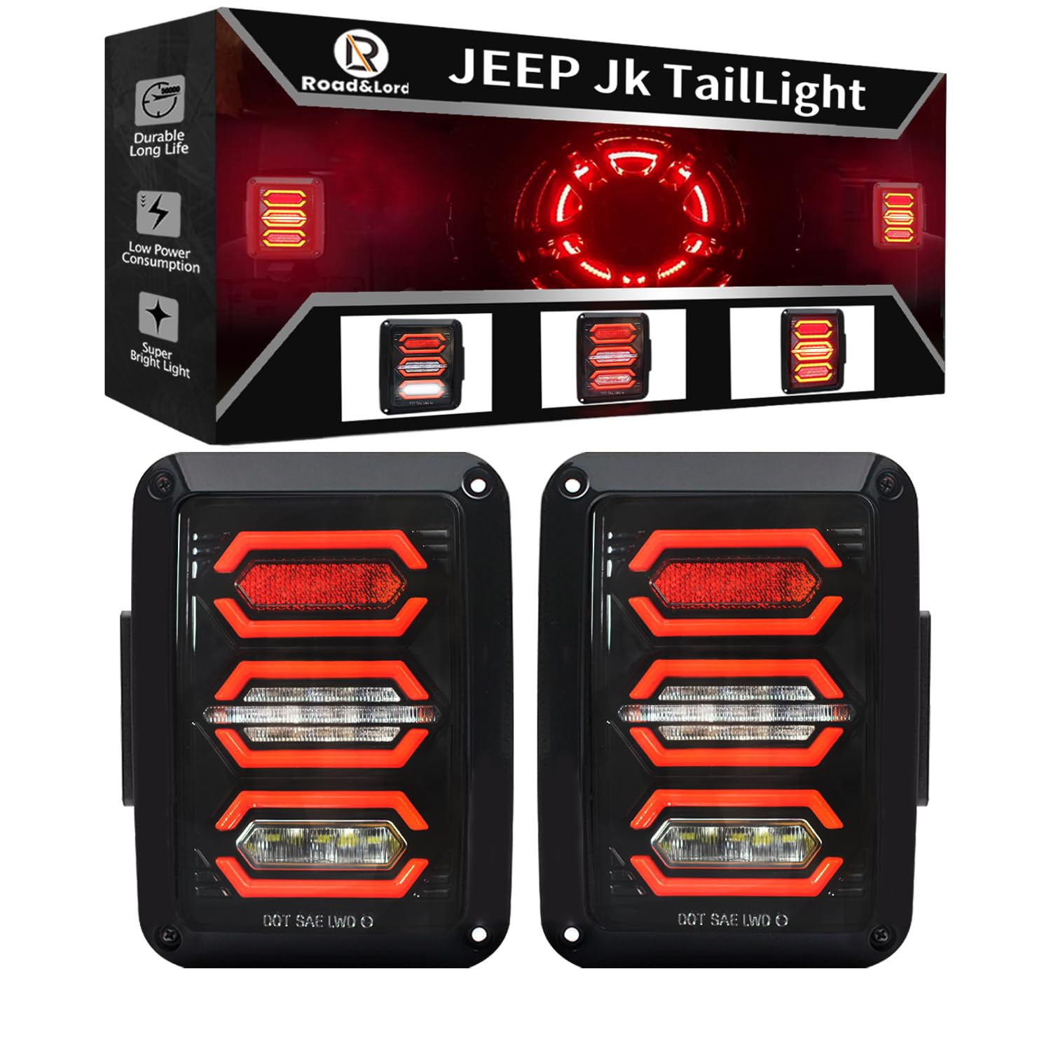 Luces traseras LED RoadandLord Wrangler JK - Compatible con