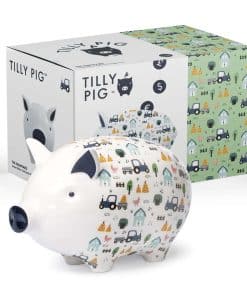 Alcancía de cerámica de cerdito Tilly para -Blanco