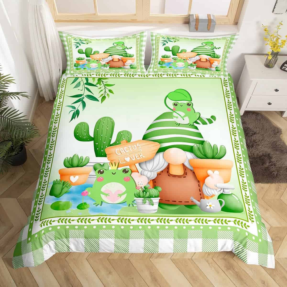 Set de Funda Nórdica de Rana Linda Tamaño Queen Cactus